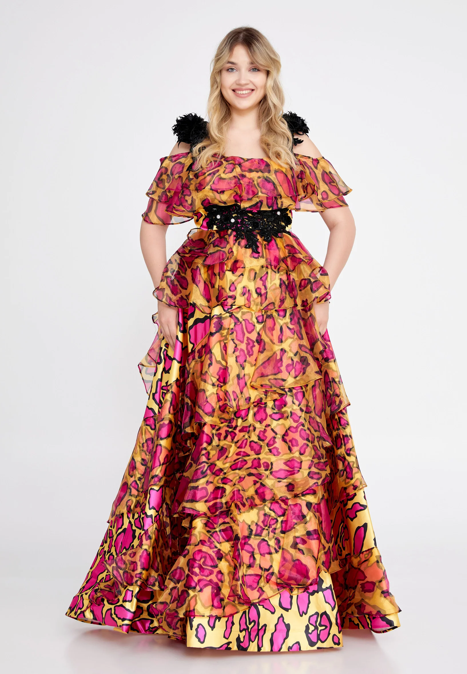 Off Shoulder Maxi Satin A - Line Plus Size Prom Dress mtn2288 - Image 5