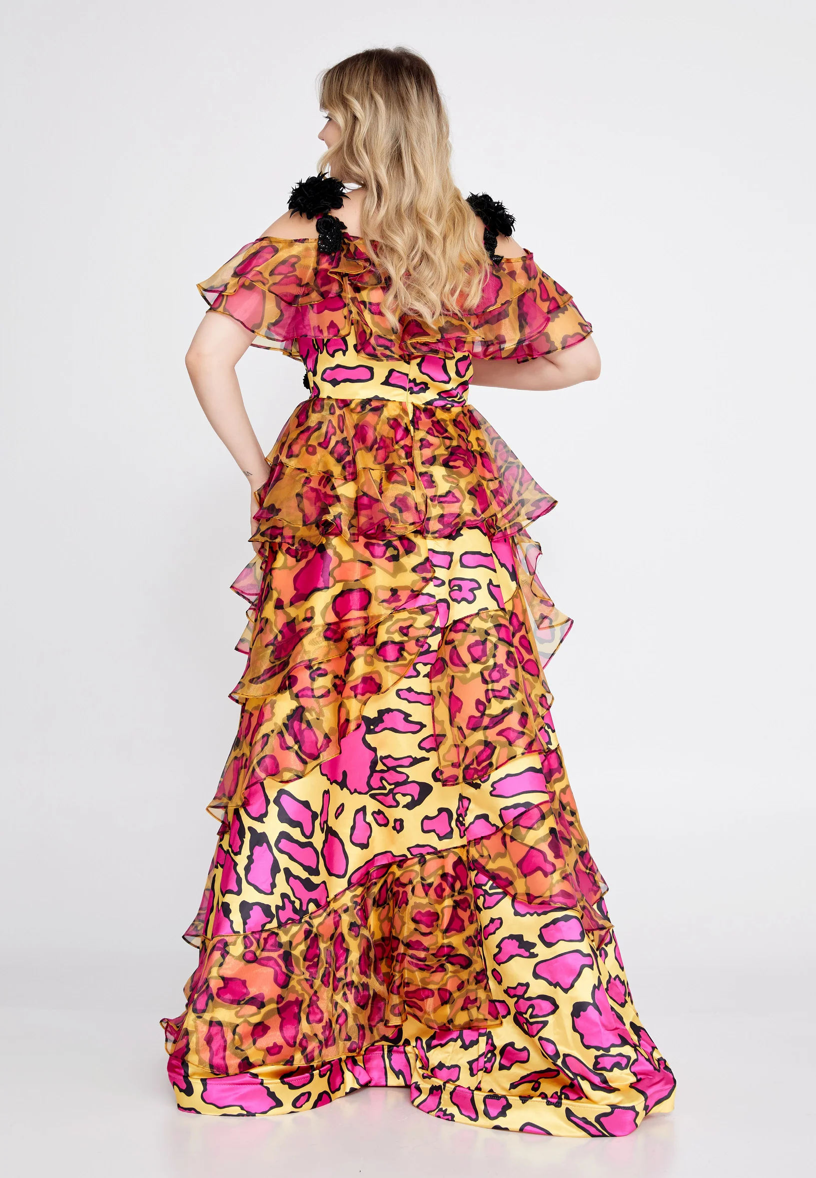 Off Shoulder Maxi Satin A - Line Plus Size Prom Dress mtn2288 - Image 6