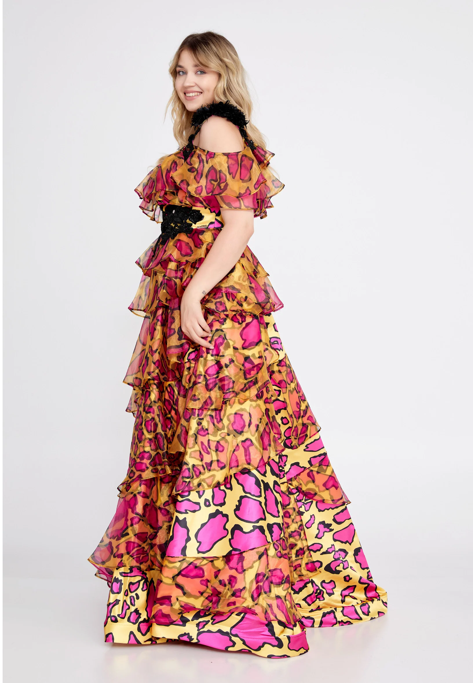 Off Shoulder Maxi Satin A - Line Plus Size Prom Dress mtn2288 - Image 7