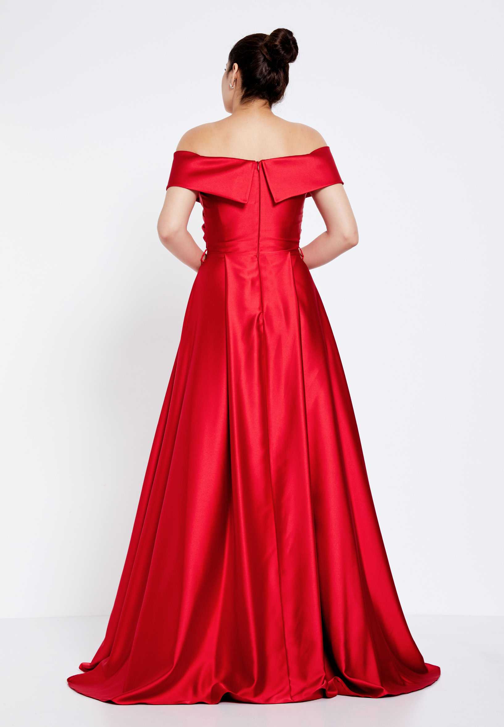 Off Shoulder Maxi Satin A - Line Regular Prom Dress brq1242 - Image 10