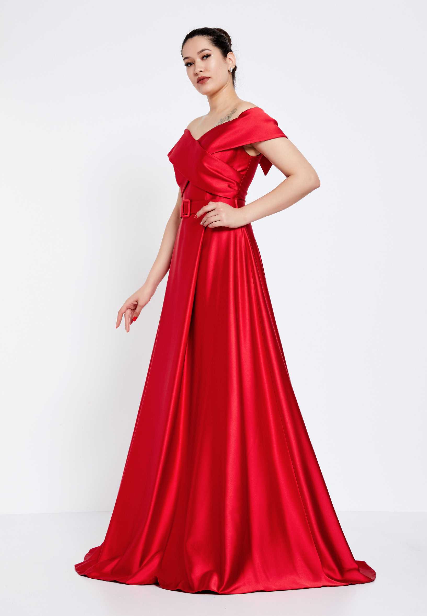 Off Shoulder Maxi Satin A - Line Regular Prom Dress brq1242 - Image 11