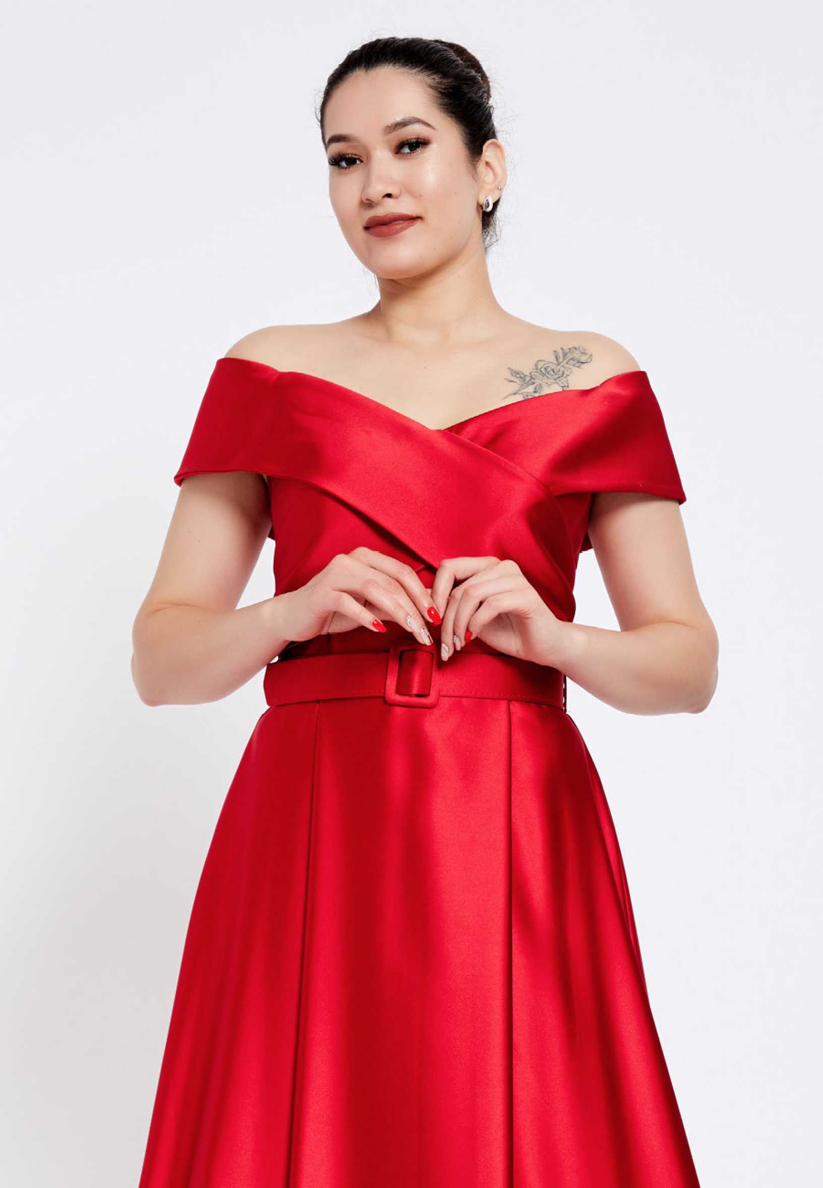 Off Shoulder Maxi Satin A - Line Regular Prom Dress brq1242 - Image 12
