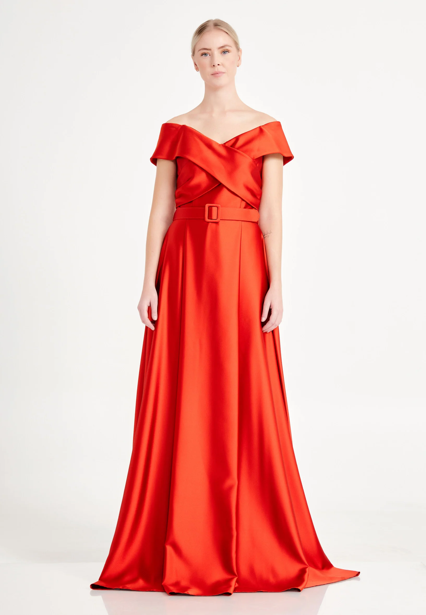 Off Shoulder Maxi Satin A - Line Regular Prom Dress brq1242 - Image 13