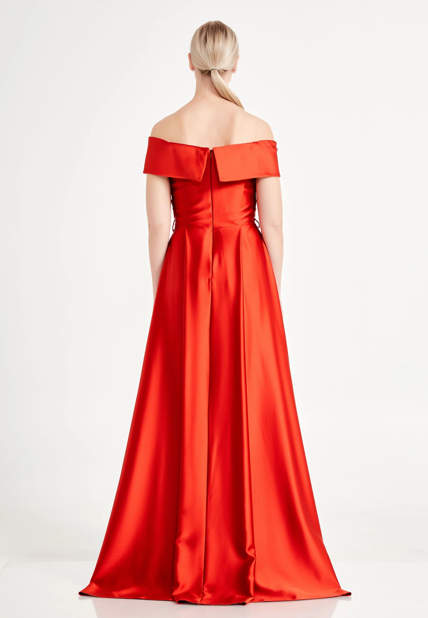 Off Shoulder Maxi Satin A - Line Regular Prom Dress brq1242 - Image 14