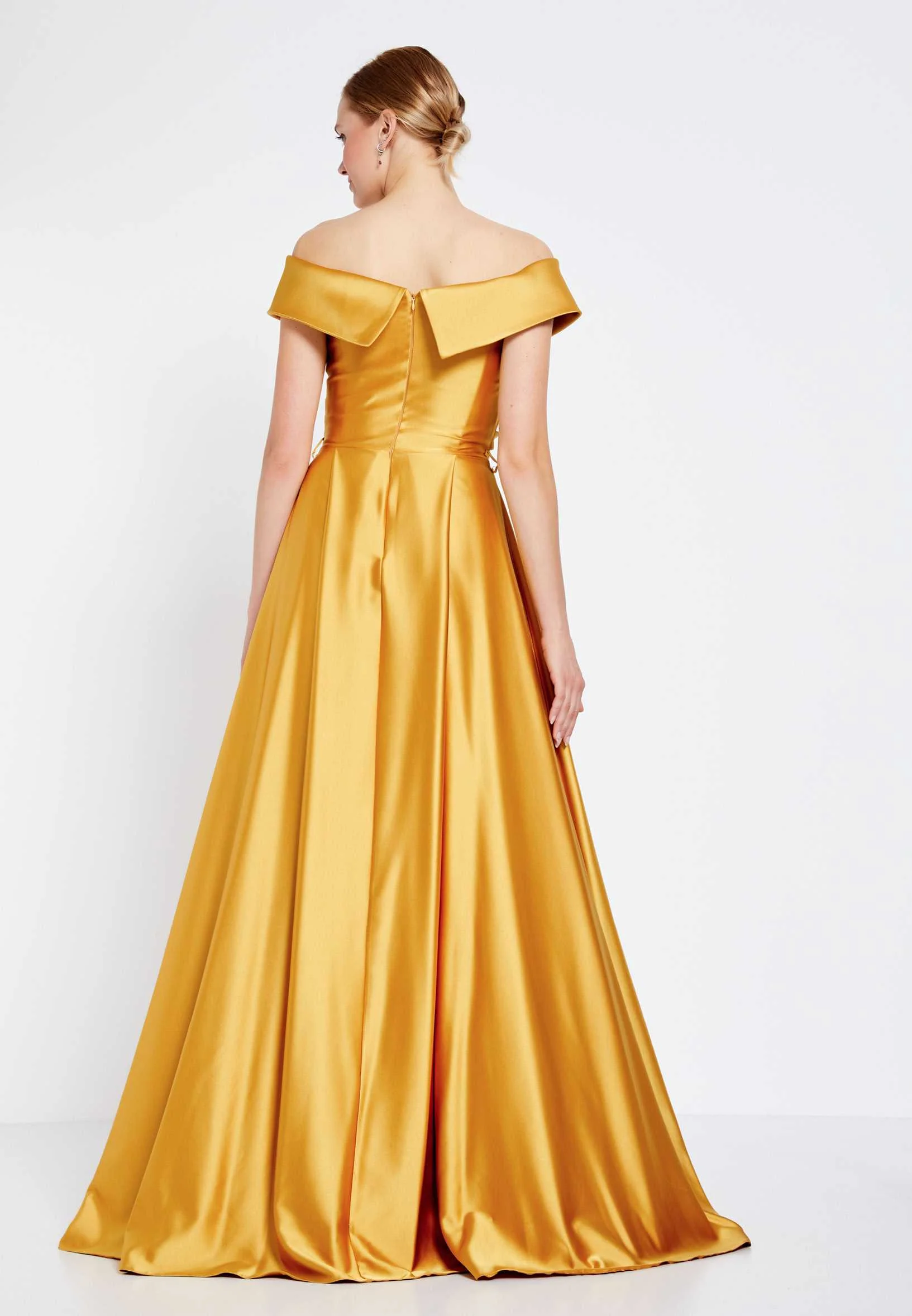 Off Shoulder Maxi Satin A - Line Regular Prom Dress brq1242 - Image 18