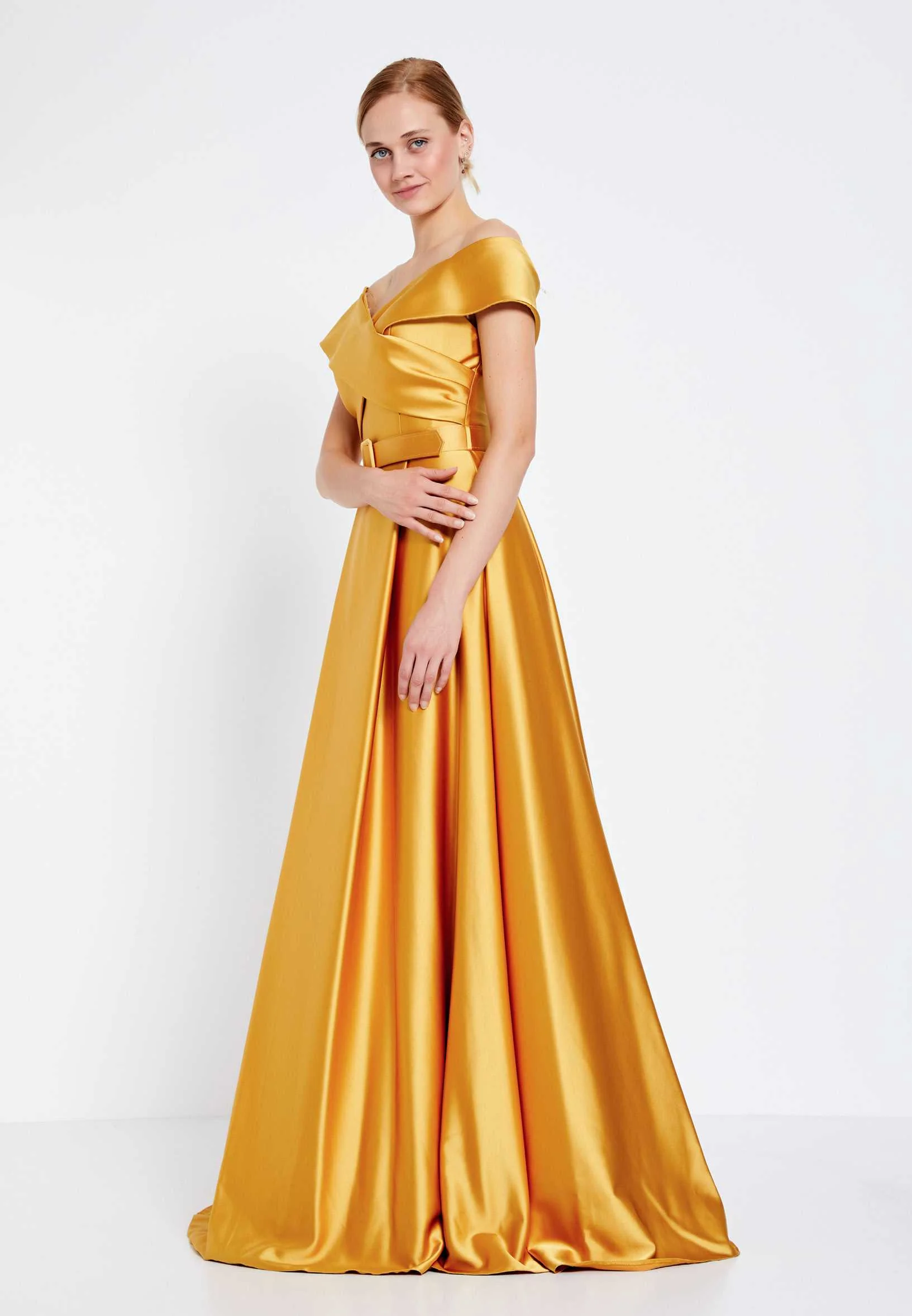 Off Shoulder Maxi Satin A - Line Regular Prom Dress brq1242 - Image 19