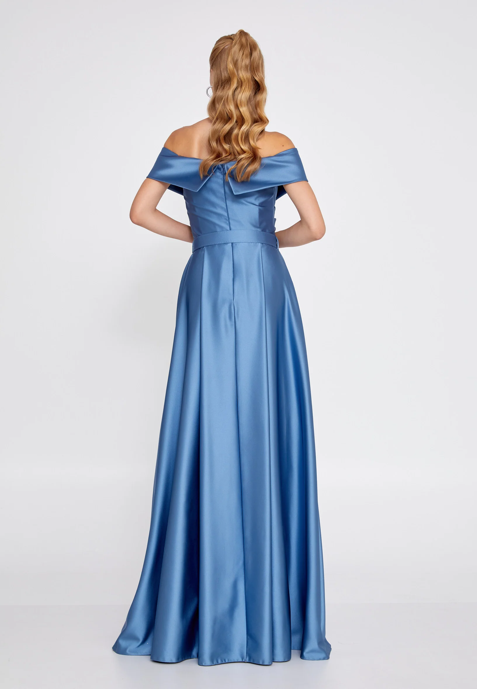 Off Shoulder Maxi Satin A - Line Regular Prom Dress brq1242 - Image 2