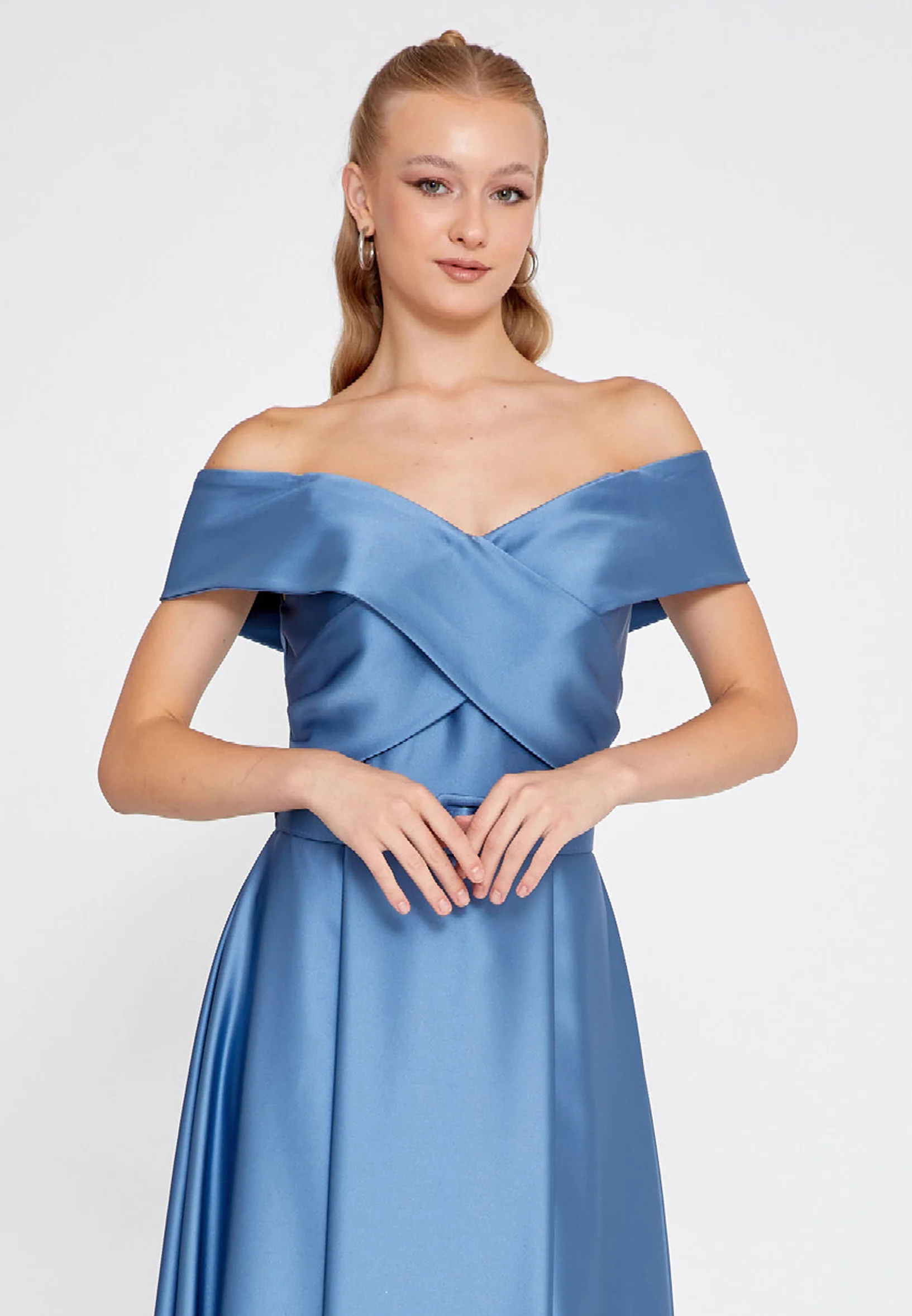Off Shoulder Maxi Satin A - Line Regular Prom Dress brq1242 - Image 4