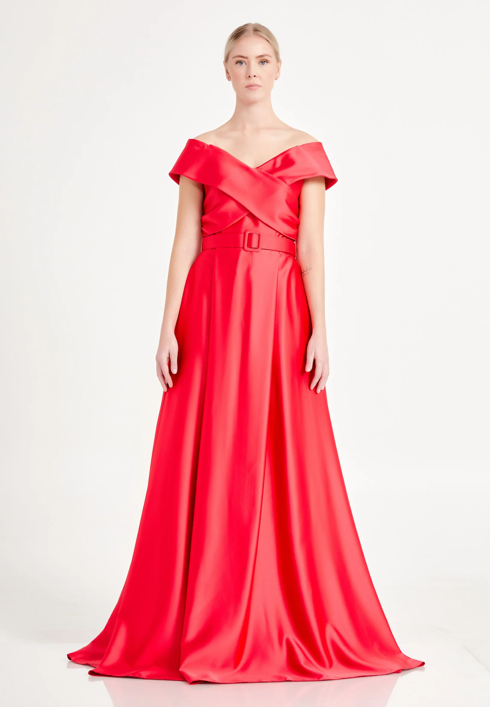 Off Shoulder Maxi Satin A - Line Regular Prom Dress brq1242 - Image 5