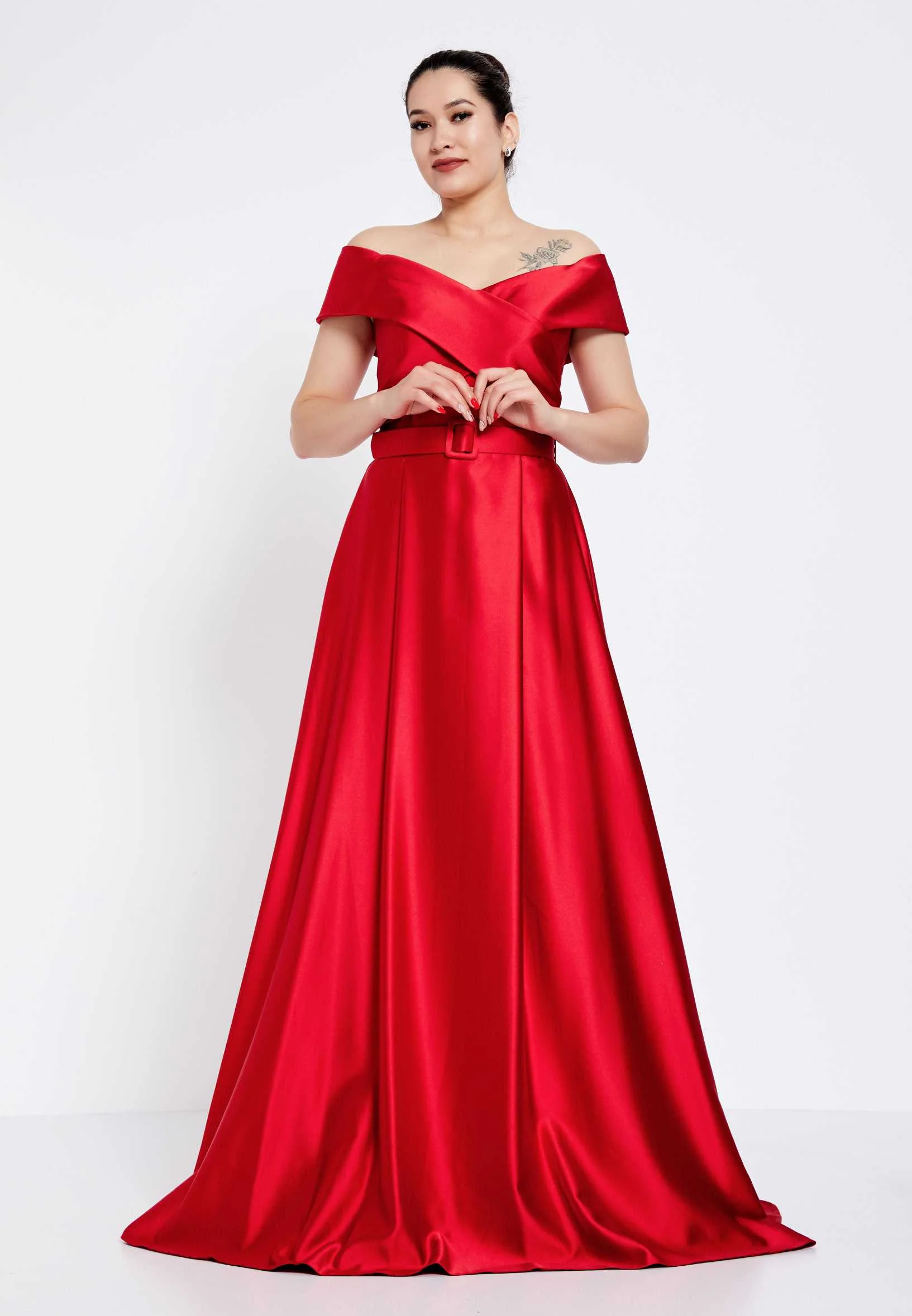 Off Shoulder Maxi Satin A - Line Regular Prom Dress brq1242 - Image 9
