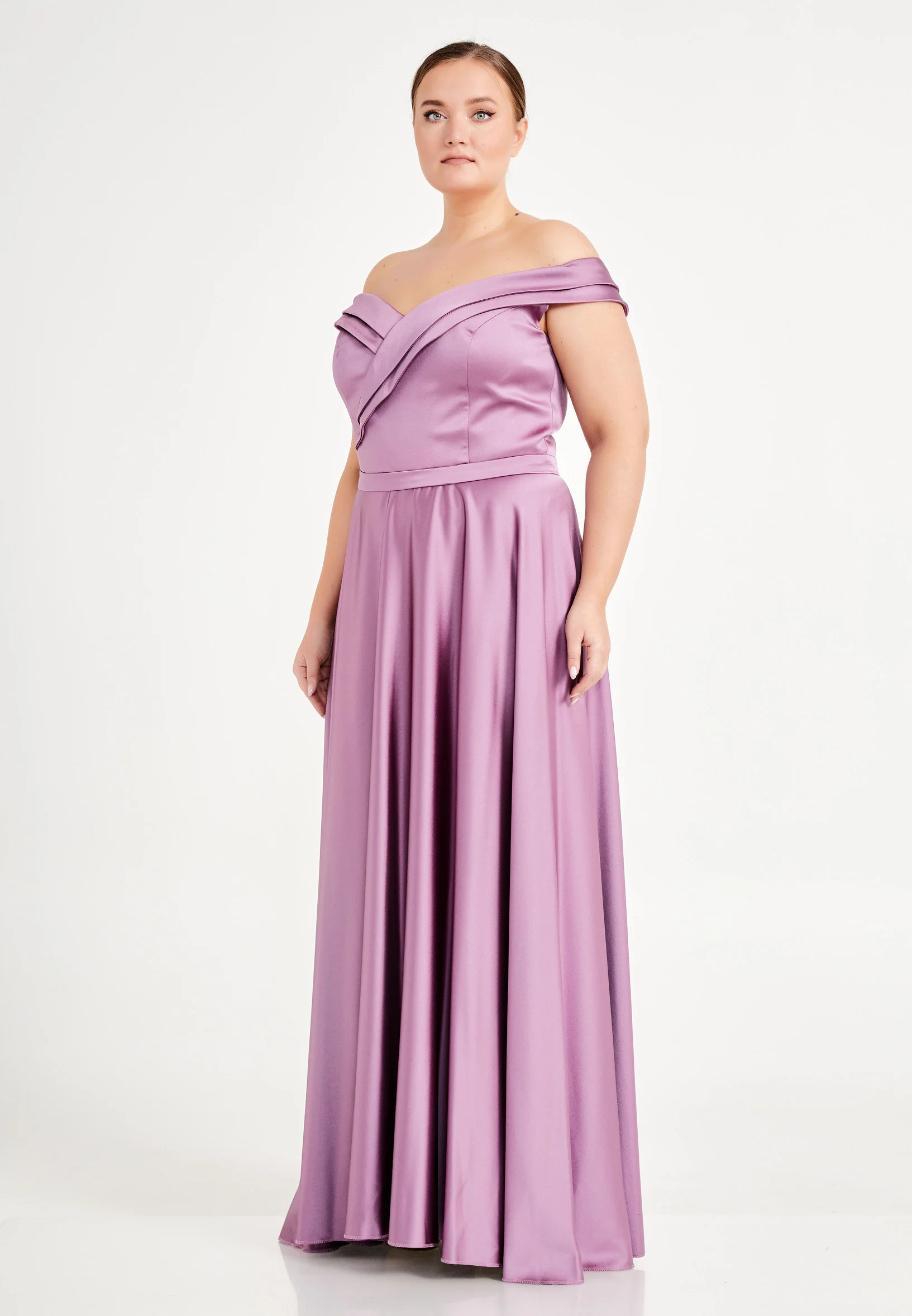 Off Shoulder Maxi Satin Column Plus Size Evening Dress brq1080-b - Image 11