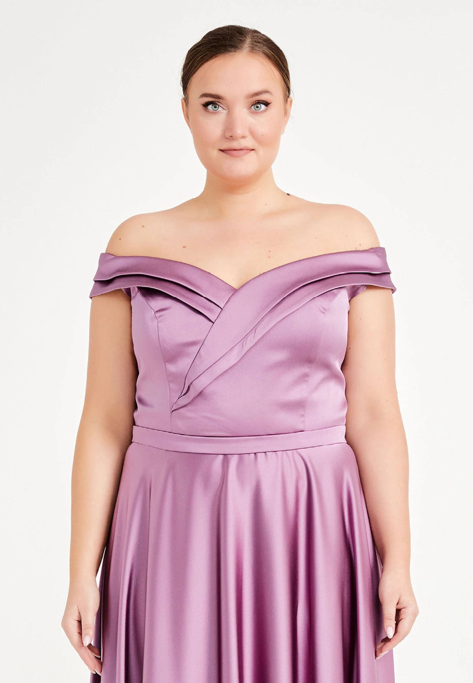 Off Shoulder Maxi Satin Column Plus Size Evening Dress brq1080-b - Image 12