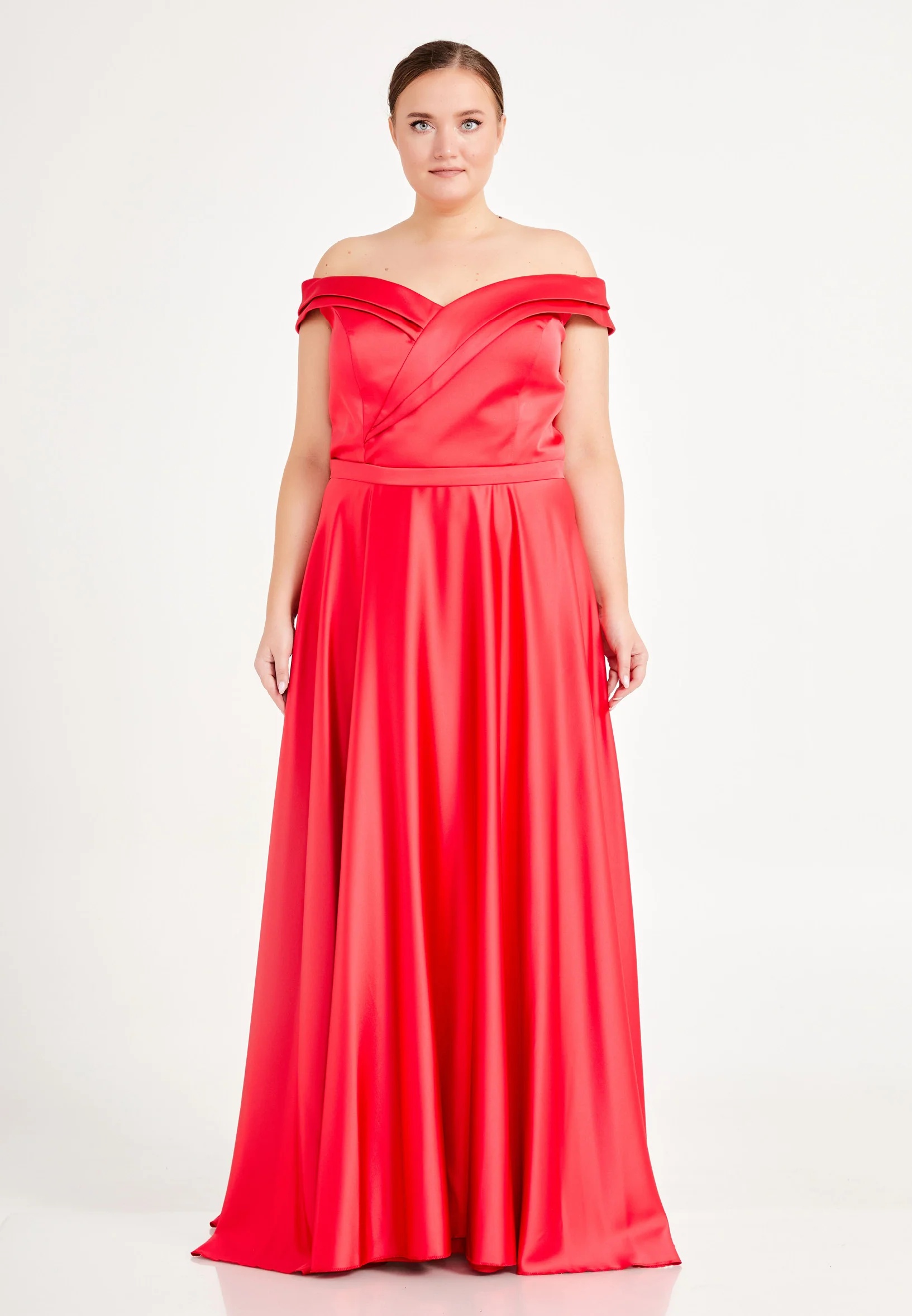 Off Shoulder Maxi Satin Column Plus Size Evening Dress brq1080-b - Image 13