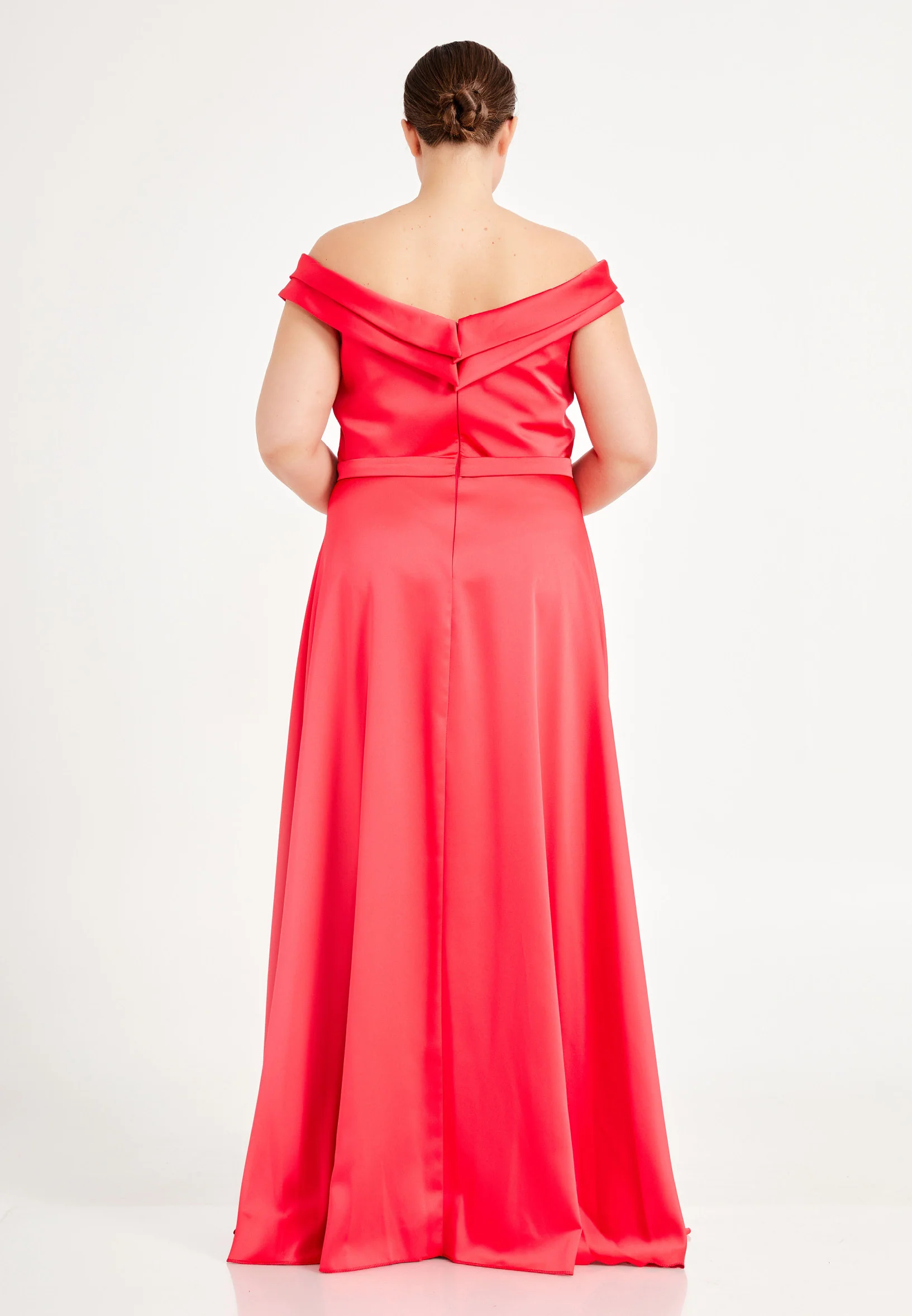 Off Shoulder Maxi Satin Column Plus Size Evening Dress brq1080-b - Image 14