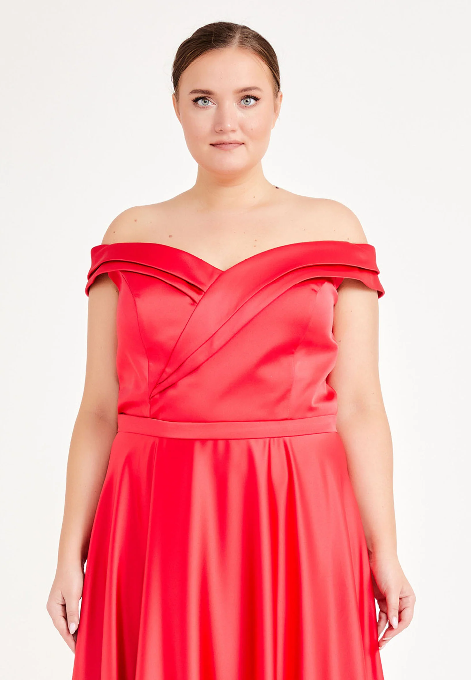Off Shoulder Maxi Satin Column Plus Size Evening Dress brq1080-b - Image 16