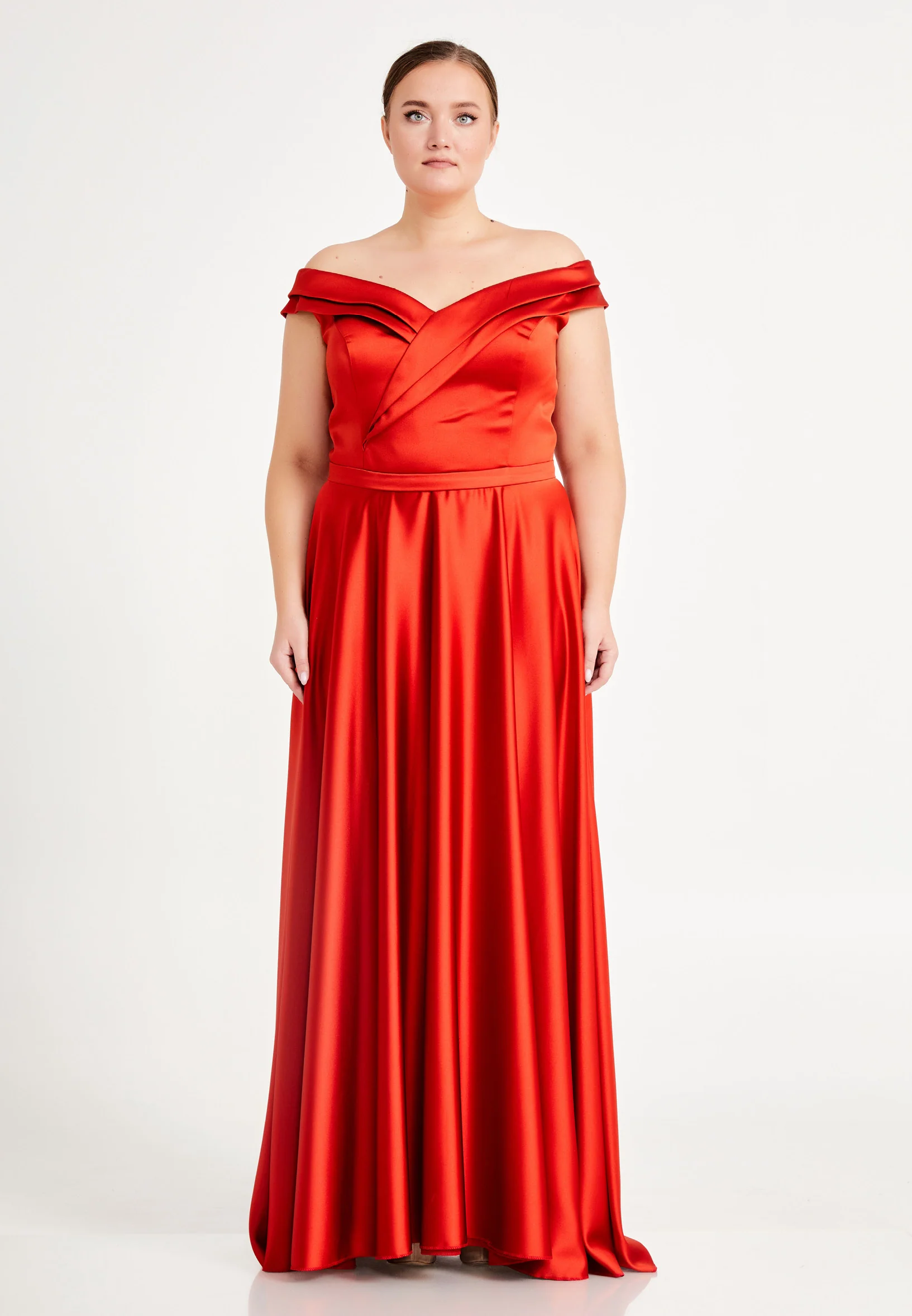 Off Shoulder Maxi Satin Column Plus Size Evening Dress brq1080-b - Image 17