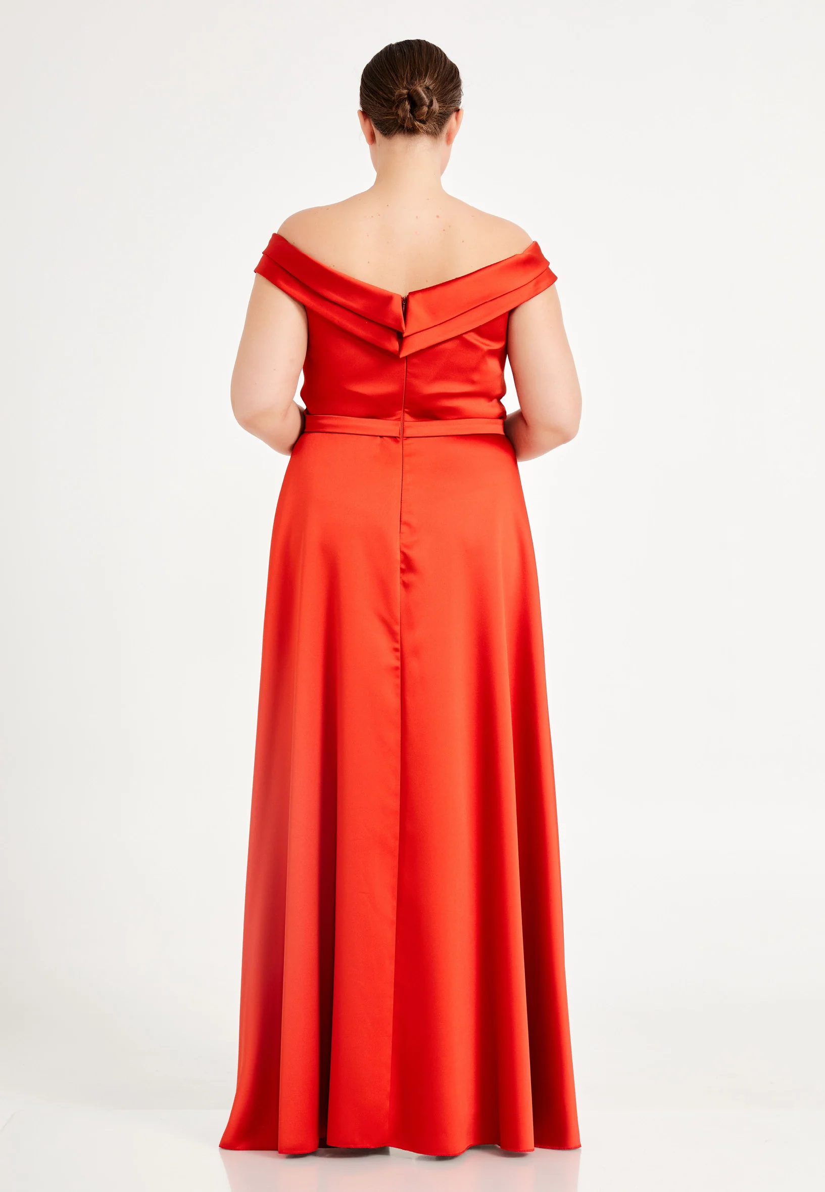 Off Shoulder Maxi Satin Column Plus Size Evening Dress brq1080-b - Image 18