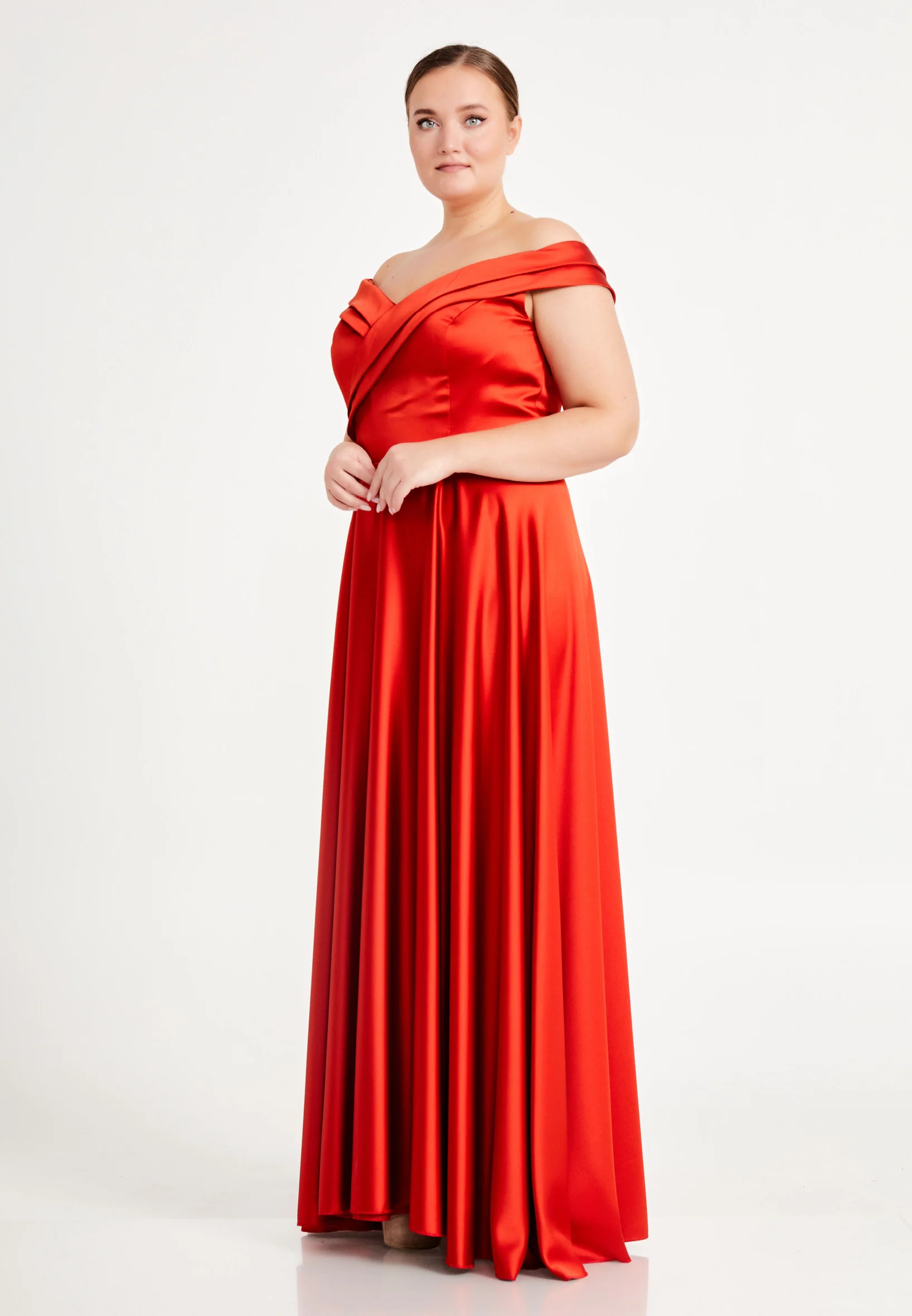 Off Shoulder Maxi Satin Column Plus Size Evening Dress brq1080-b - Image 19