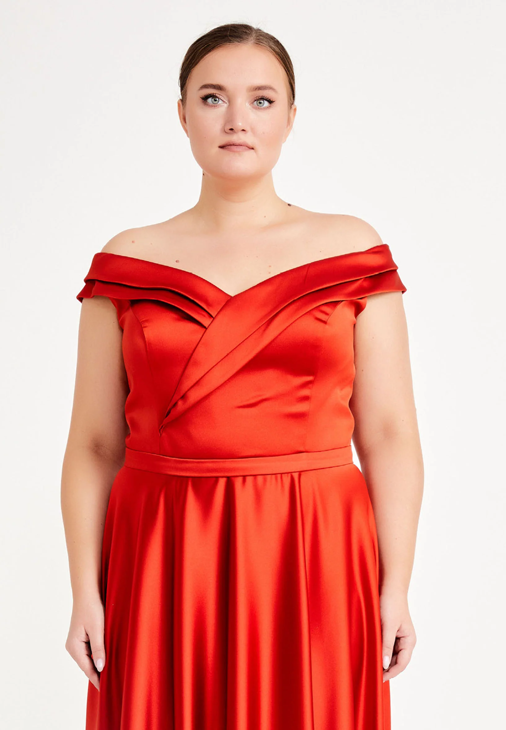Off Shoulder Maxi Satin Column Plus Size Evening Dress brq1080-b - Image 20
