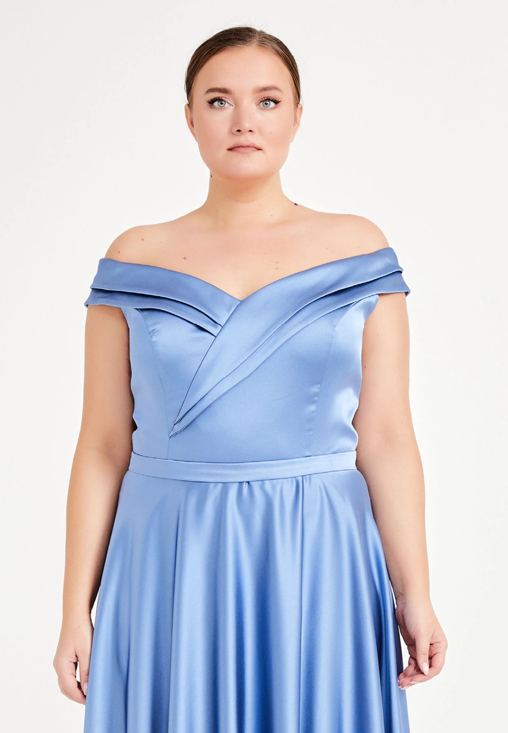 Off Shoulder Maxi Satin Column Plus Size Evening Dress brq1080-b - Image 4