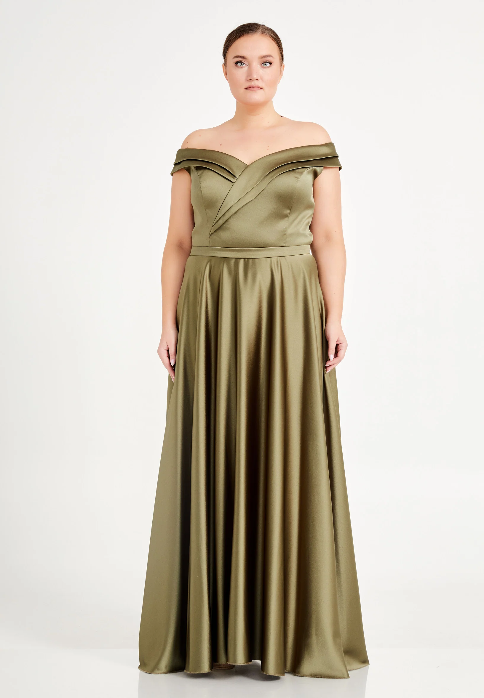 Off Shoulder Maxi Satin Column Plus Size Evening Dress brq1080-b - Image 5