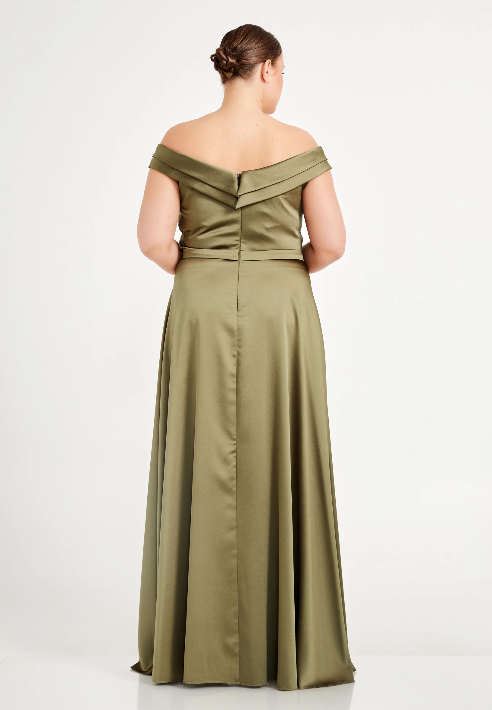 Off Shoulder Maxi Satin Column Plus Size Evening Dress brq1080-b - Image 6