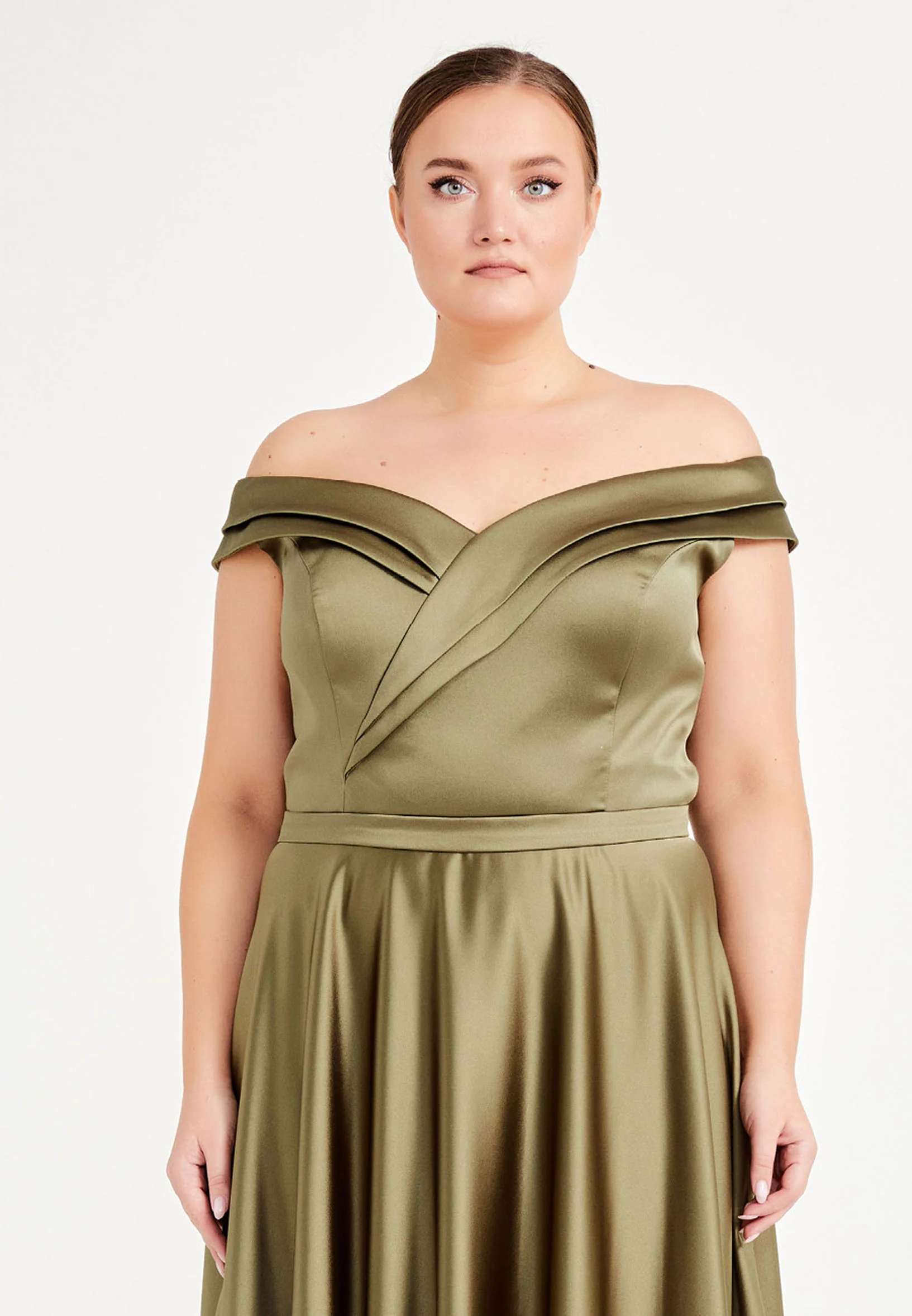 Off Shoulder Maxi Satin Column Plus Size Evening Dress brq1080-b - Image 8