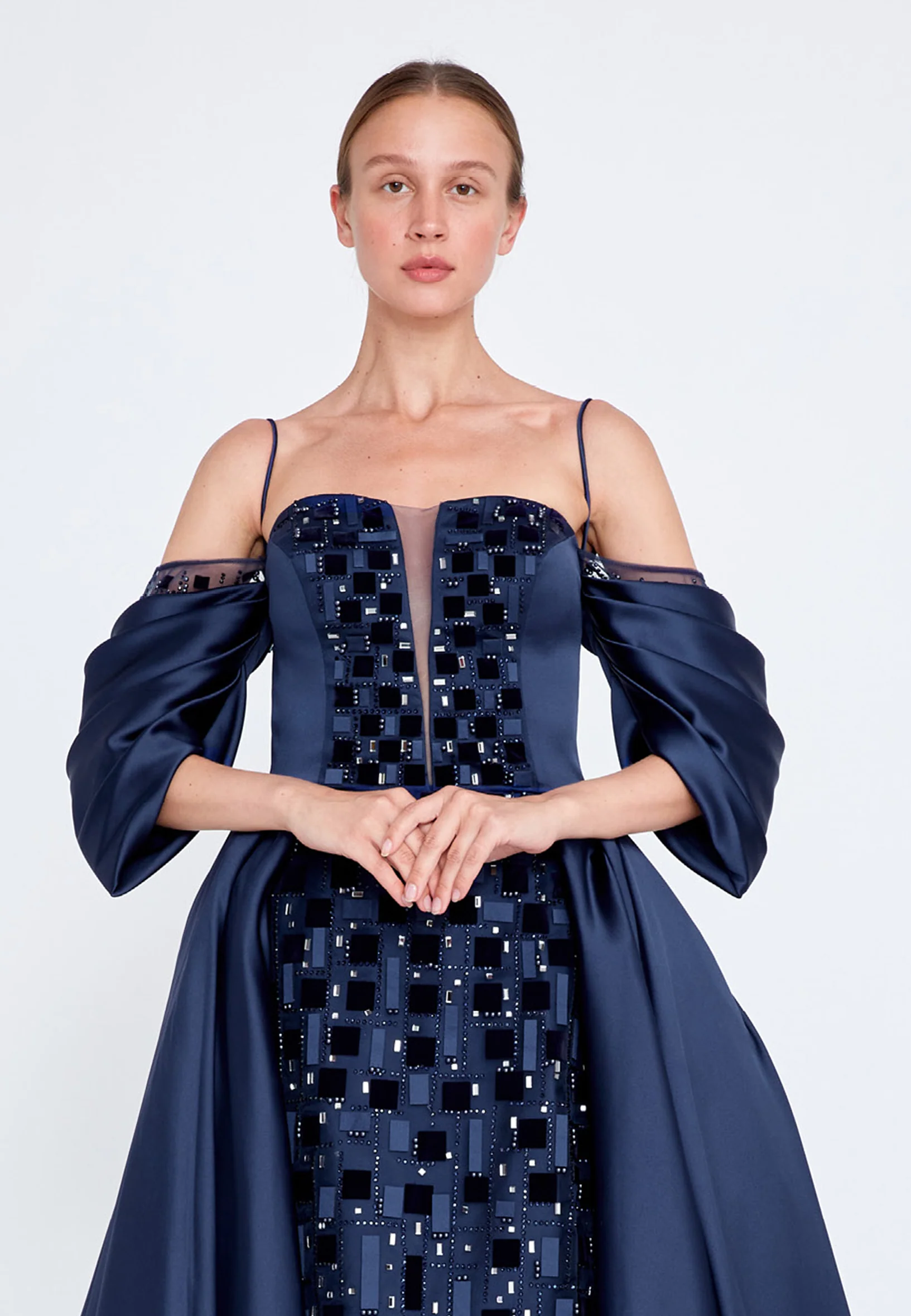 Off Shoulder Maxi Satin Gown Regular Prom Dress knz3102 - Image 12