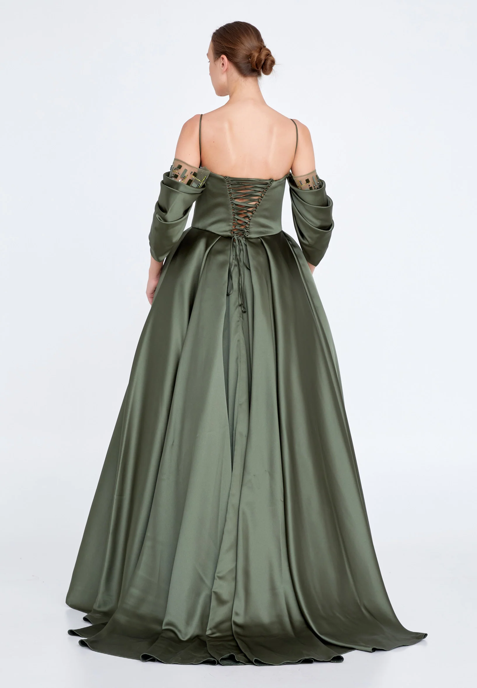 Off Shoulder Maxi Satin Gown Regular Prom Dress knz3102 - Image 2
