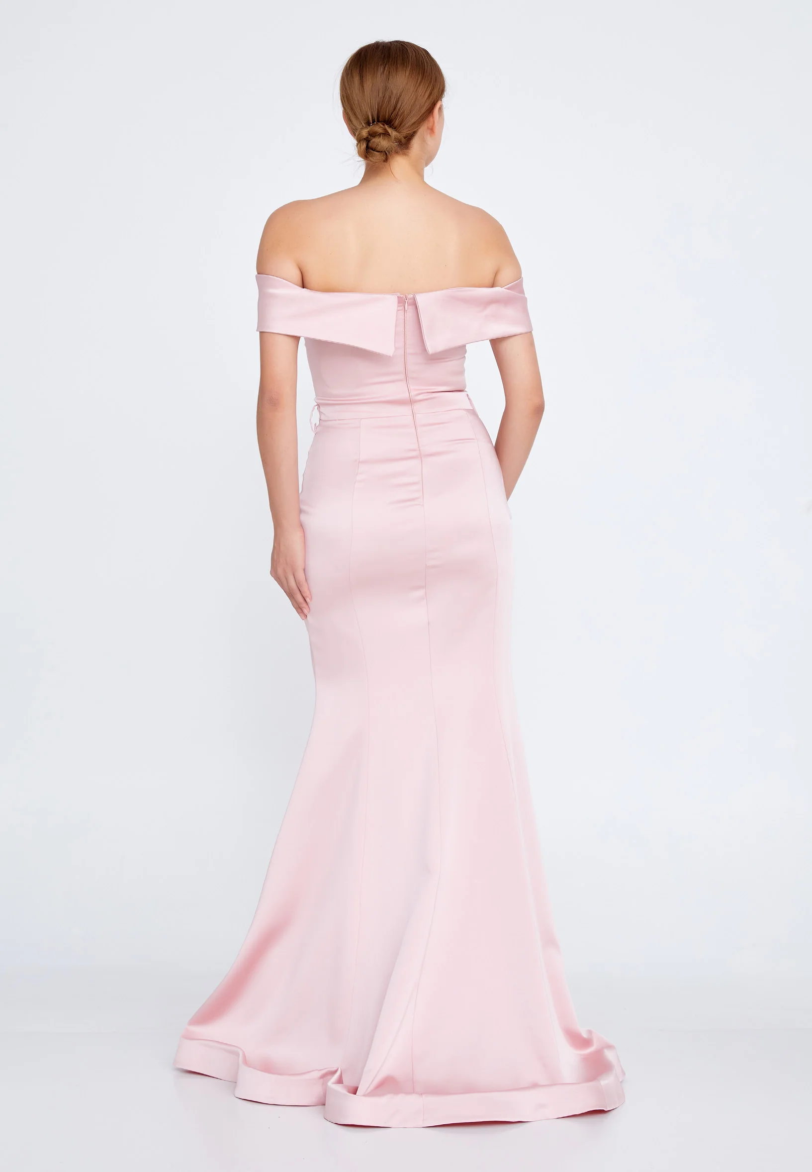 Off Shoulder Maxi Satin Mermaid Regular Wedding Guest Dress srn9016 - Image 14