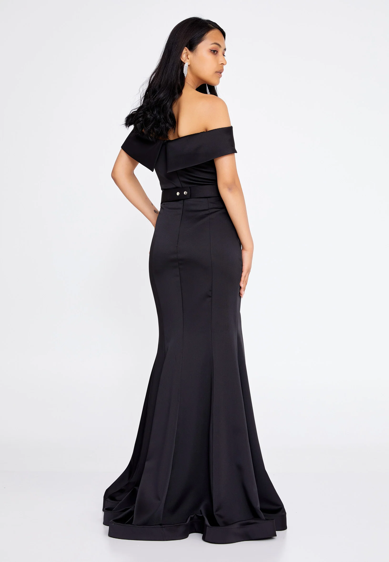 Off Shoulder Maxi Satin Mermaid Regular Wedding Guest Dress srn9016 - Image 2