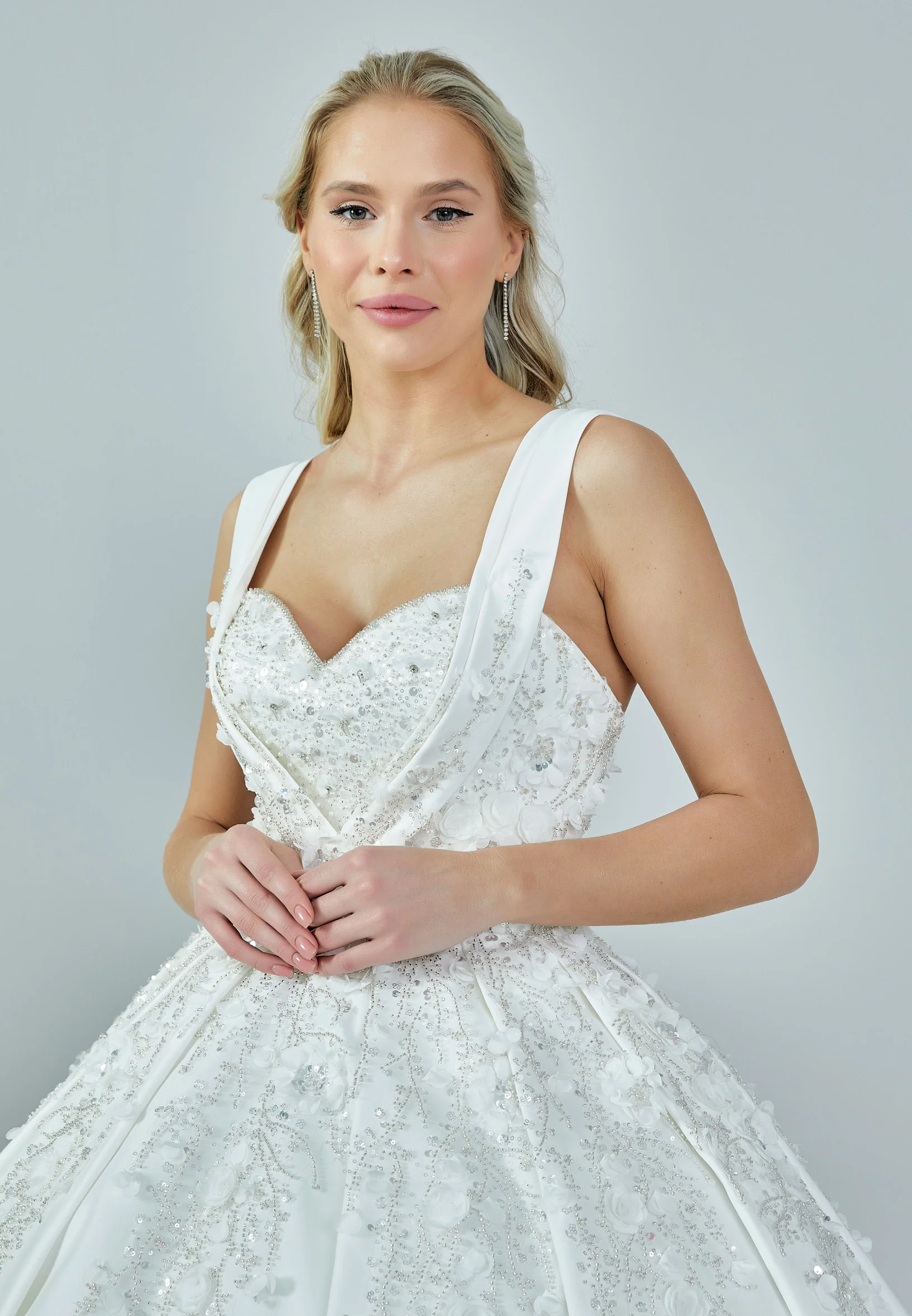 Off Shoulder Maxi Satin Regular Wedding Dress abb2201201 - Image 3