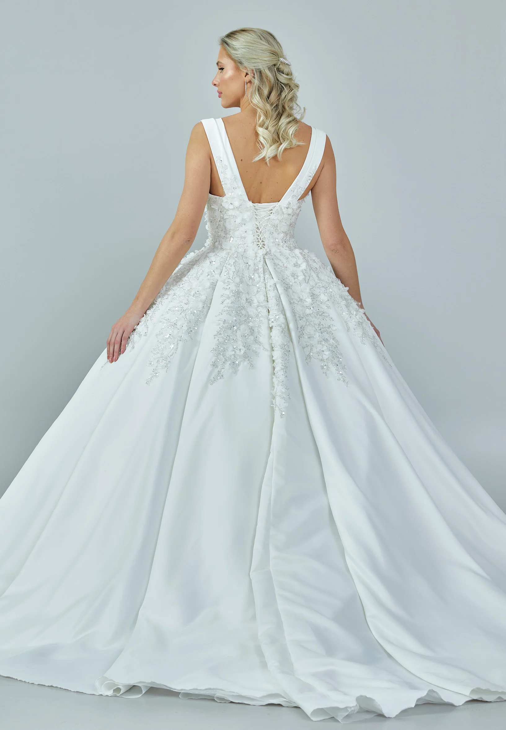 Off Shoulder Maxi Satin Regular Wedding Dress abb2201201 - Image 5