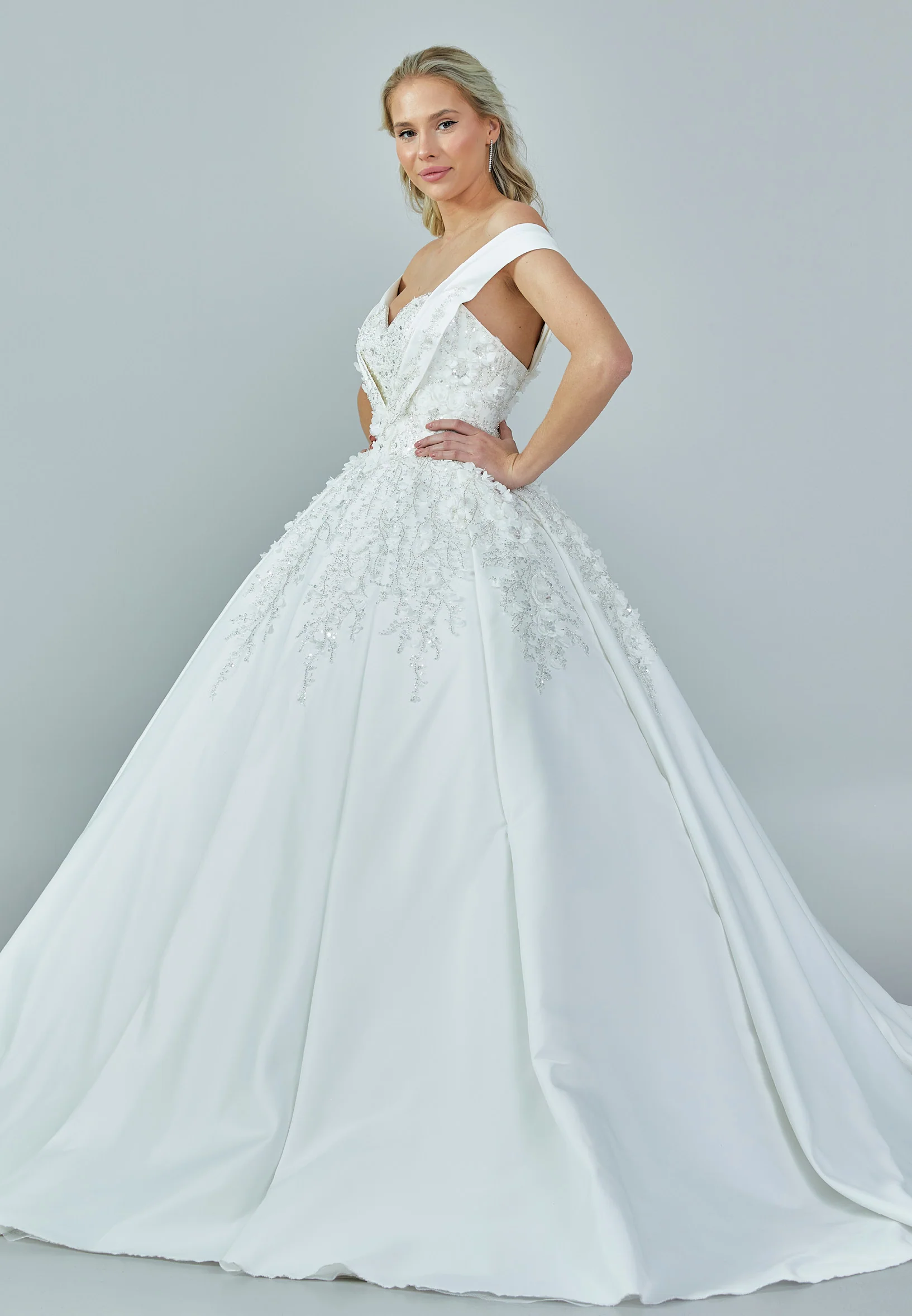 Off Shoulder Maxi Satin Regular Wedding Dress abb2201201 - Image 6
