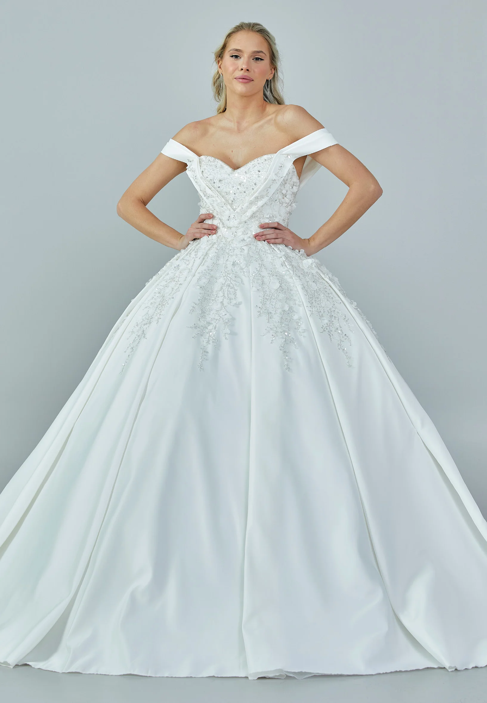 Off Shoulder Maxi Satin Regular Wedding Dress abb2201201 - Image 7