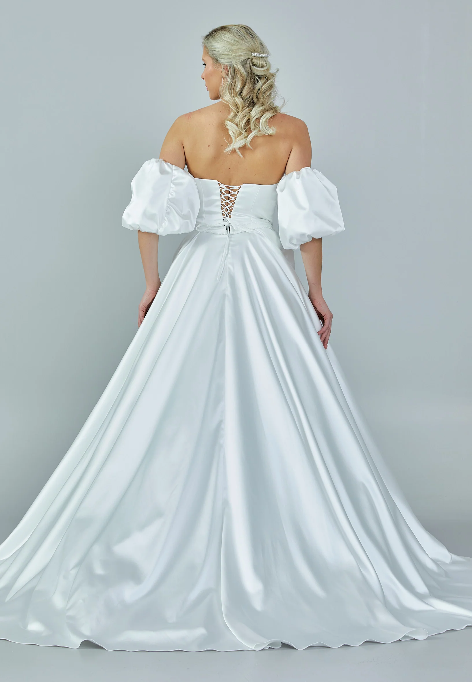 Off Shoulder Maxi Satin Regular Wedding Dress abb2303055 - Image 5