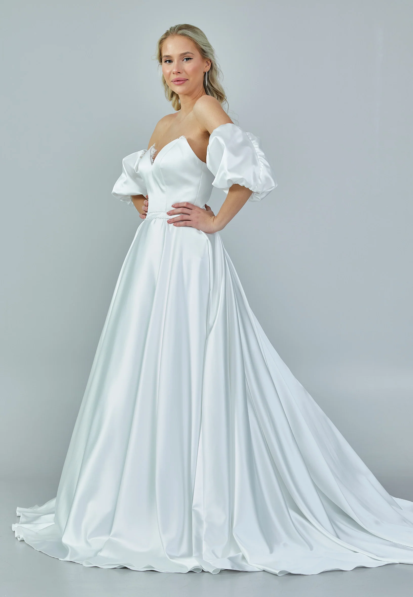 Off Shoulder Maxi Satin Regular Wedding Dress abb2303055 - Image 6