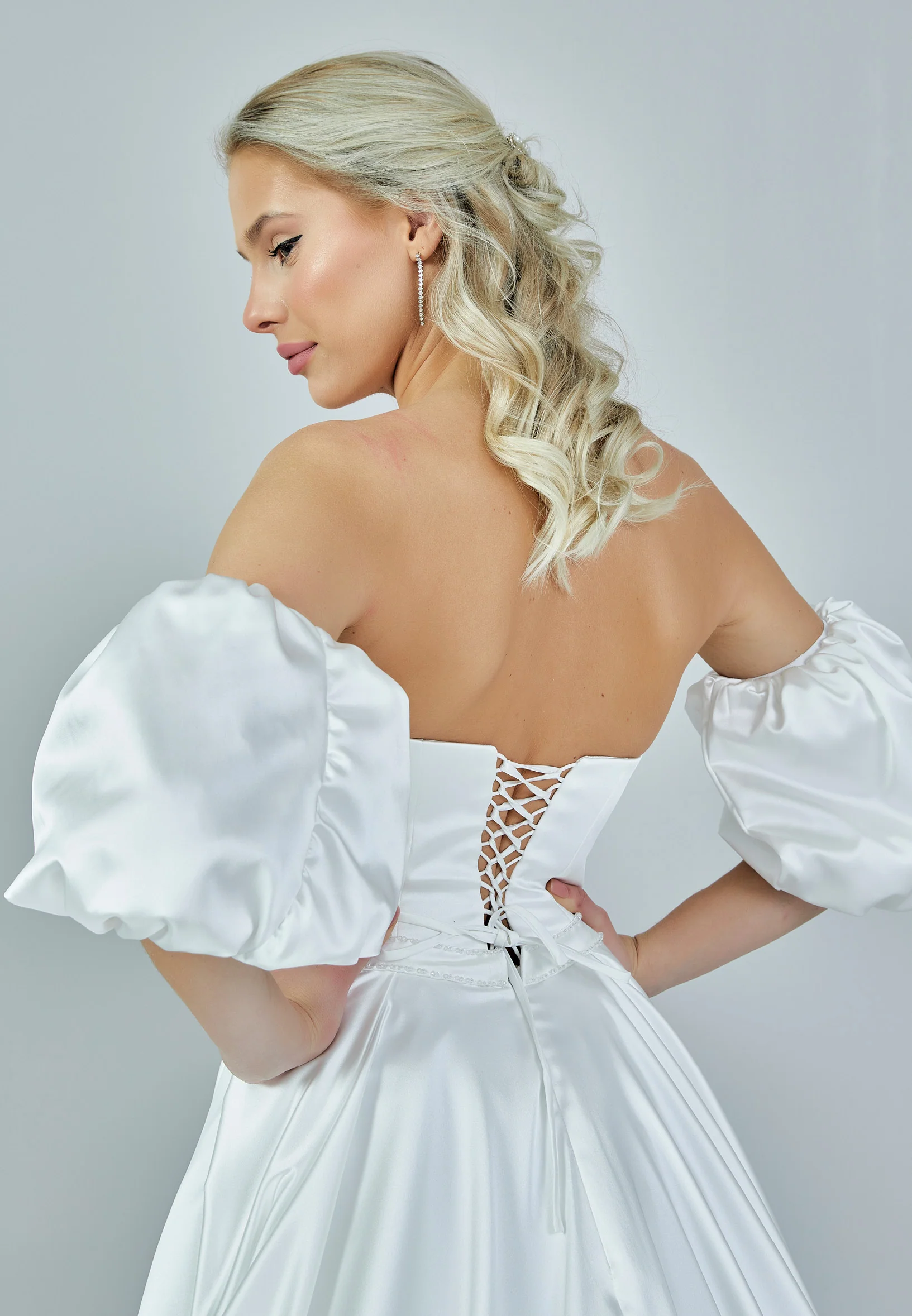 Off Shoulder Maxi Satin Regular Wedding Dress abb2303055 - Image 8