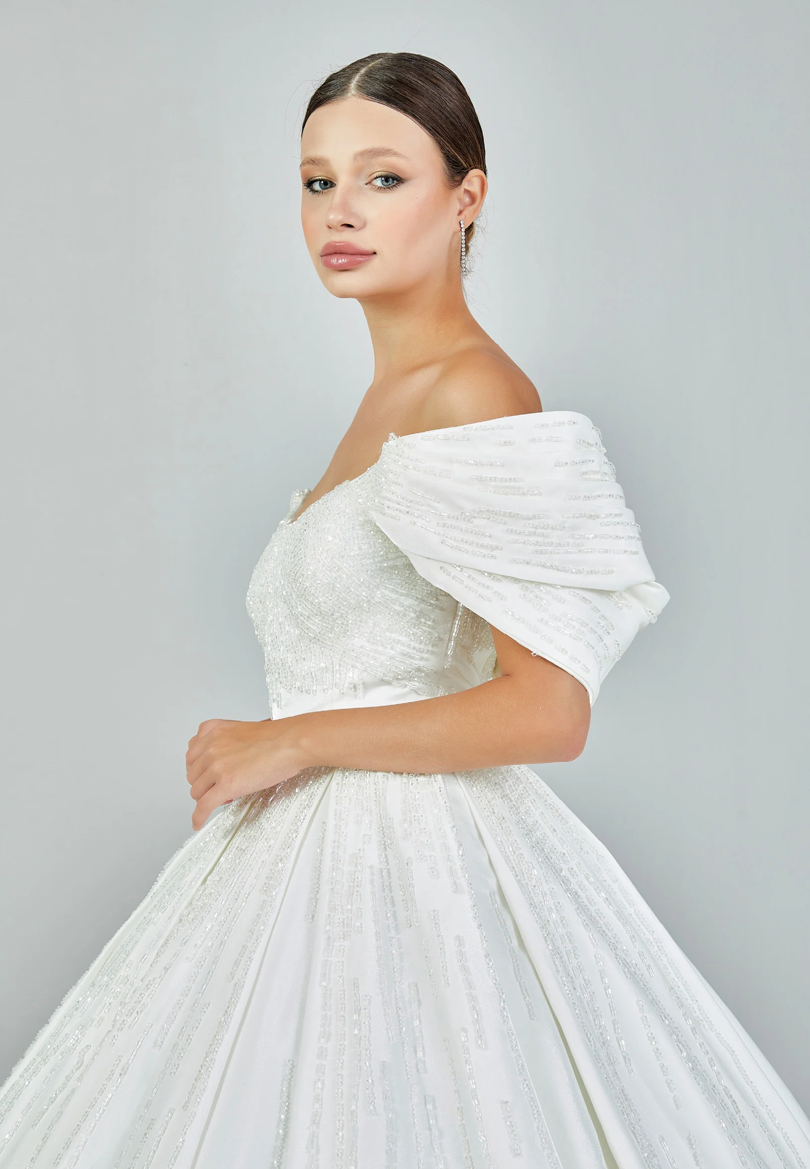 Off Shoulder Maxi Satin Regular Wedding Dress abb23041 - Image 3