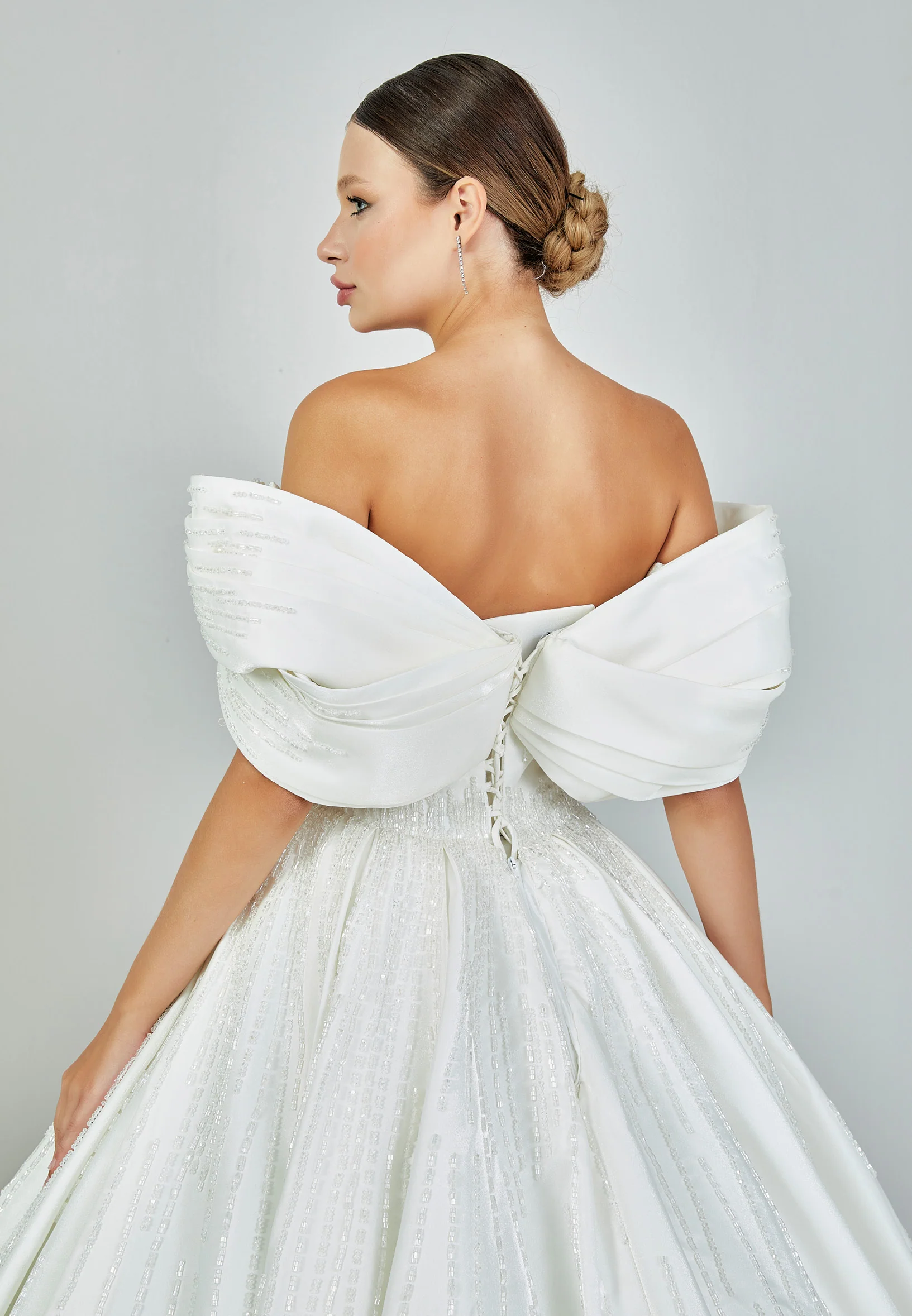 Off Shoulder Maxi Satin Regular Wedding Dress abb23041 - Image 4