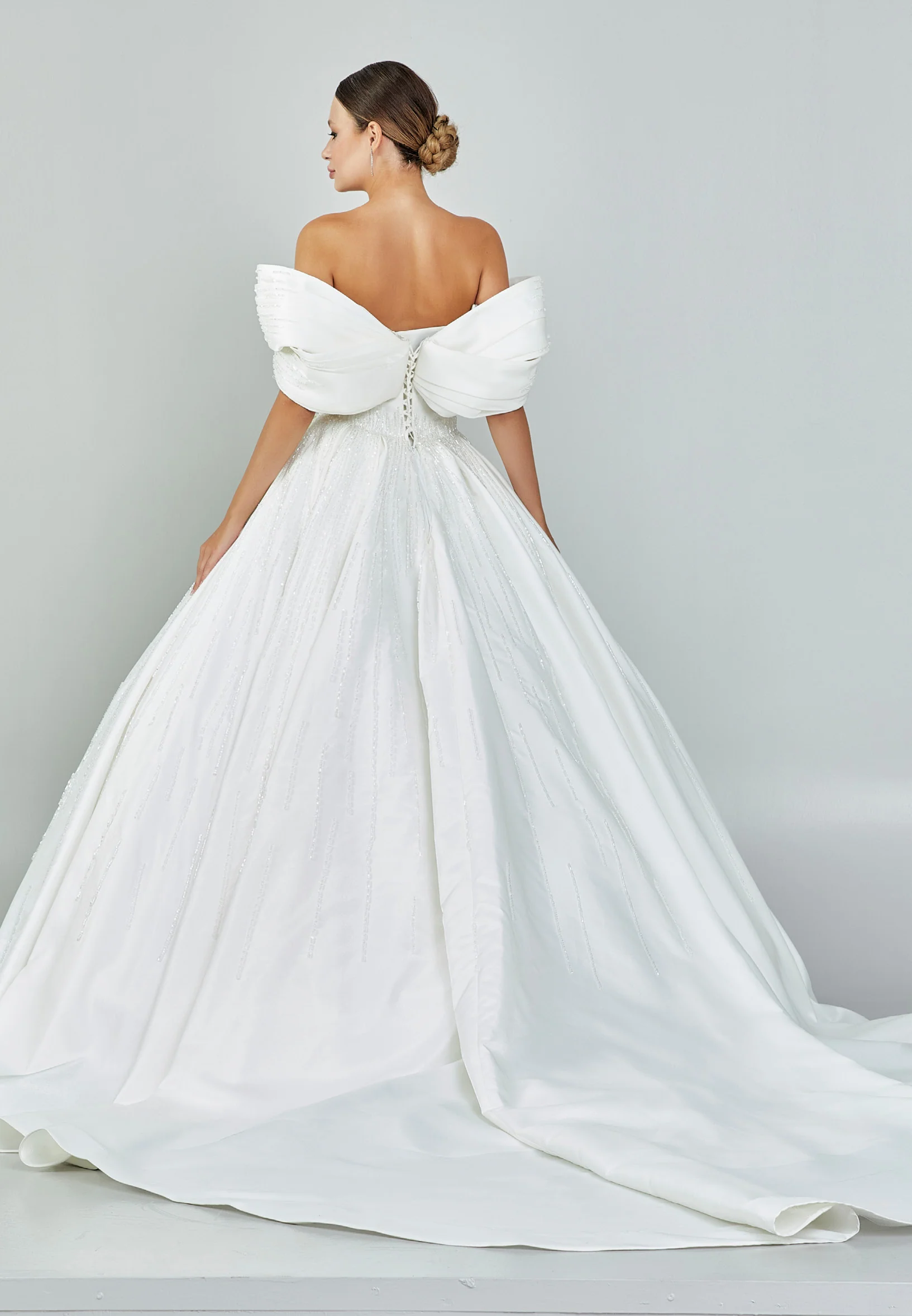 Off Shoulder Maxi Satin Regular Wedding Dress abb23041 - Image 5