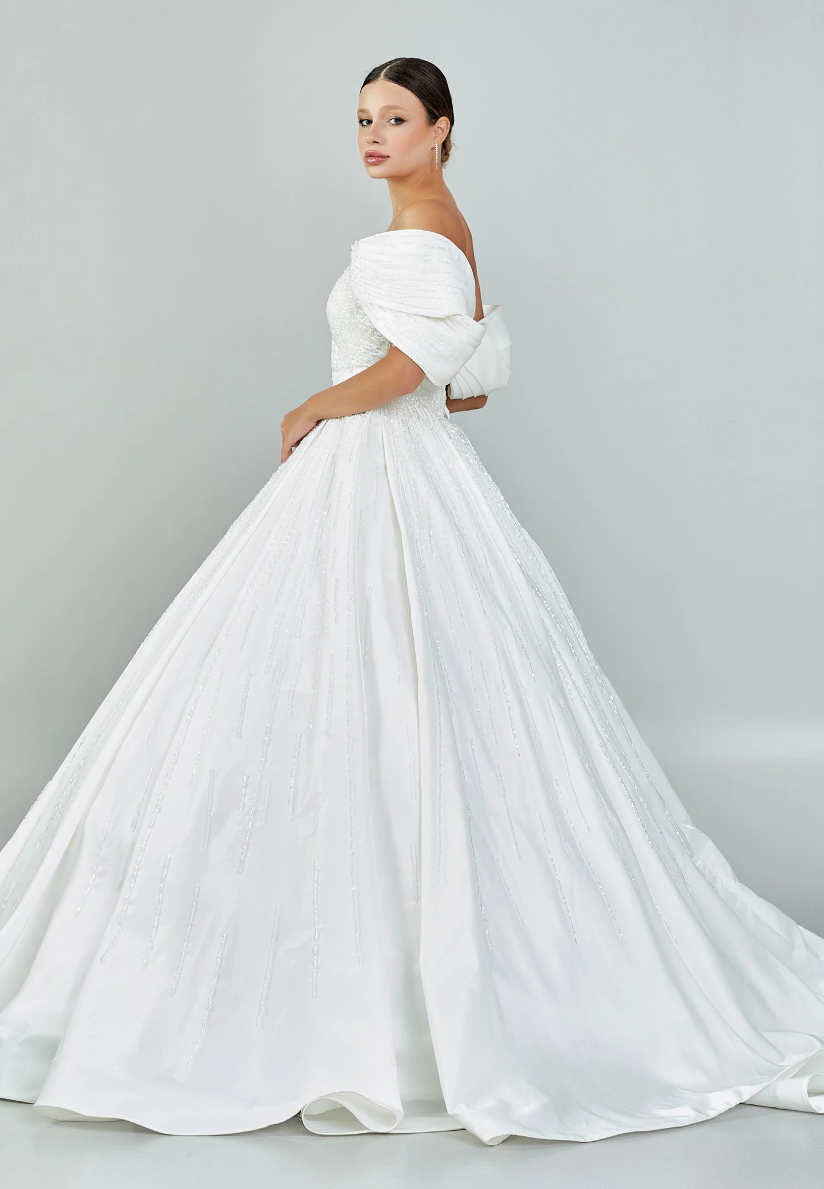 Off Shoulder Maxi Satin Regular Wedding Dress abb23041 - Image 6