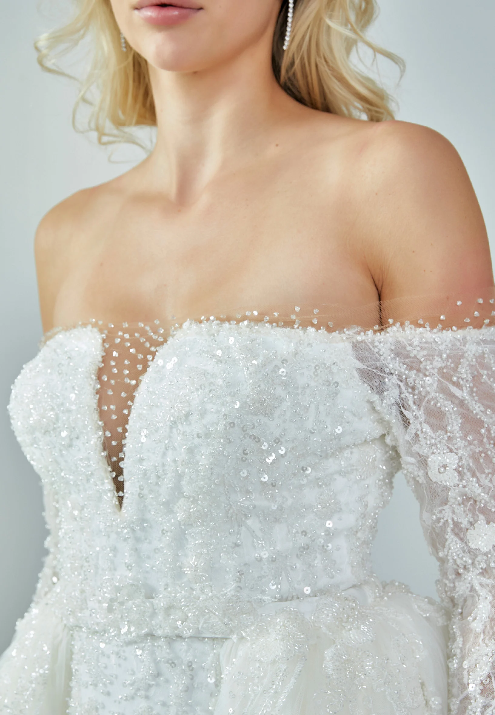 Off Shoulder Maxi Satin Regular Wedding Dress bnc8085 - Image 4
