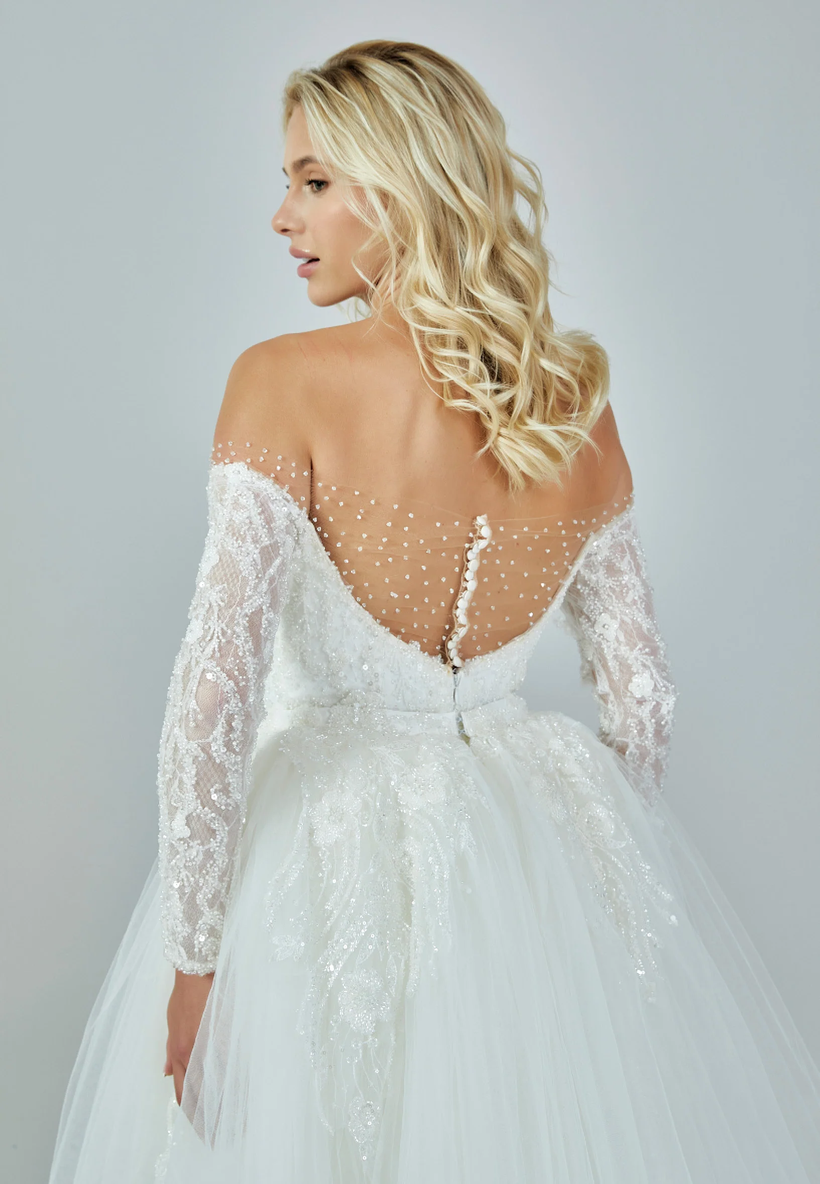 Off Shoulder Maxi Satin Regular Wedding Dress bnc8085 - Image 8