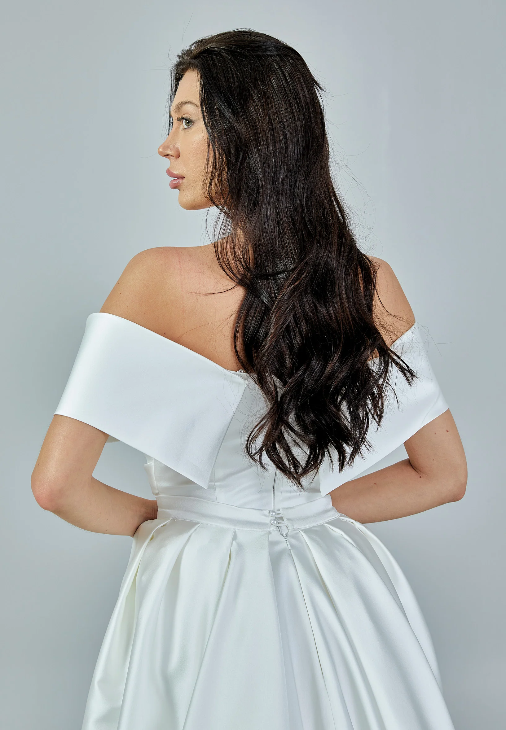Off Shoulder Maxi Satin Regular Wedding Dress rlb1344 - Image 3