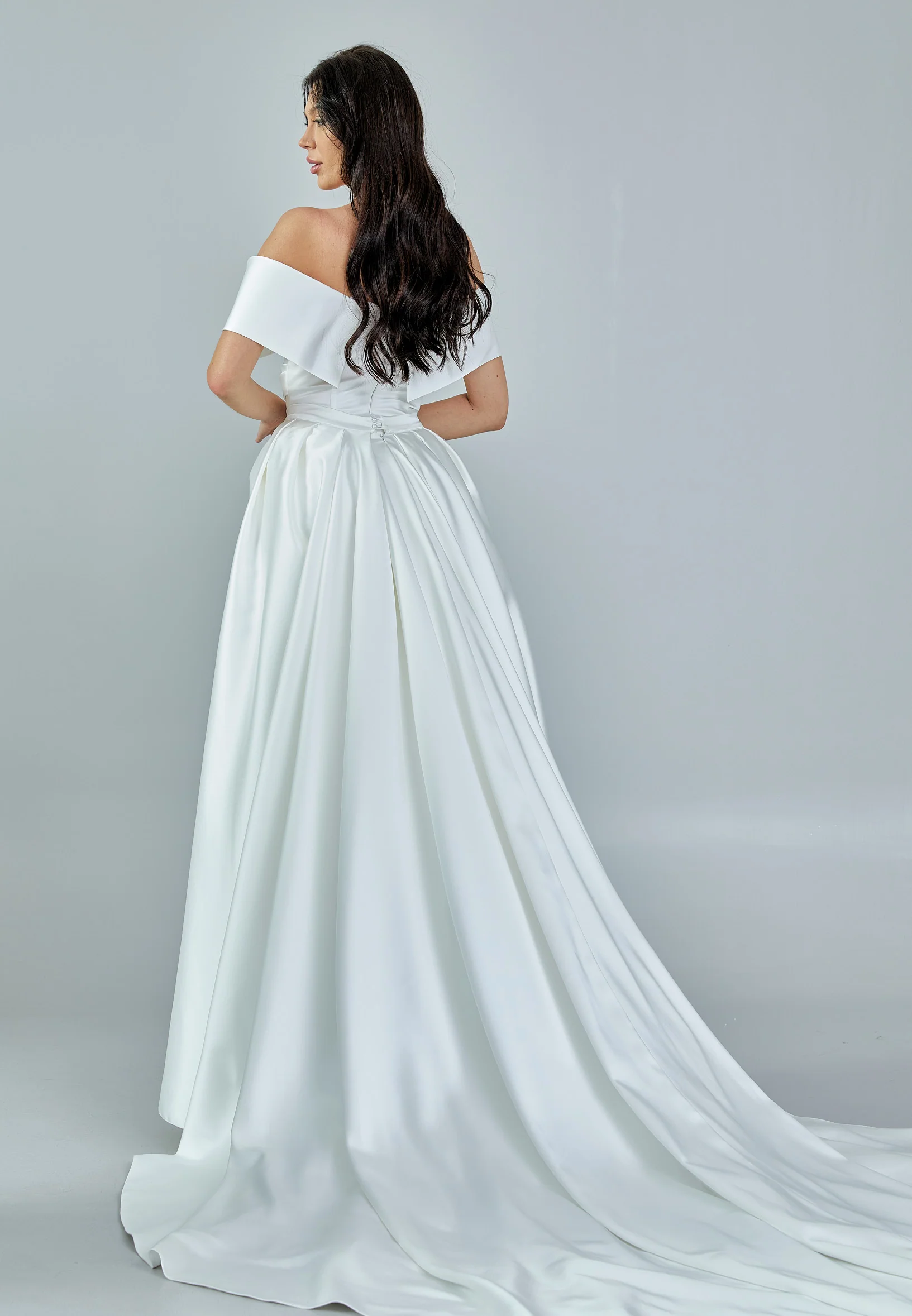 Off Shoulder Maxi Satin Regular Wedding Dress rlb1344 - Image 5