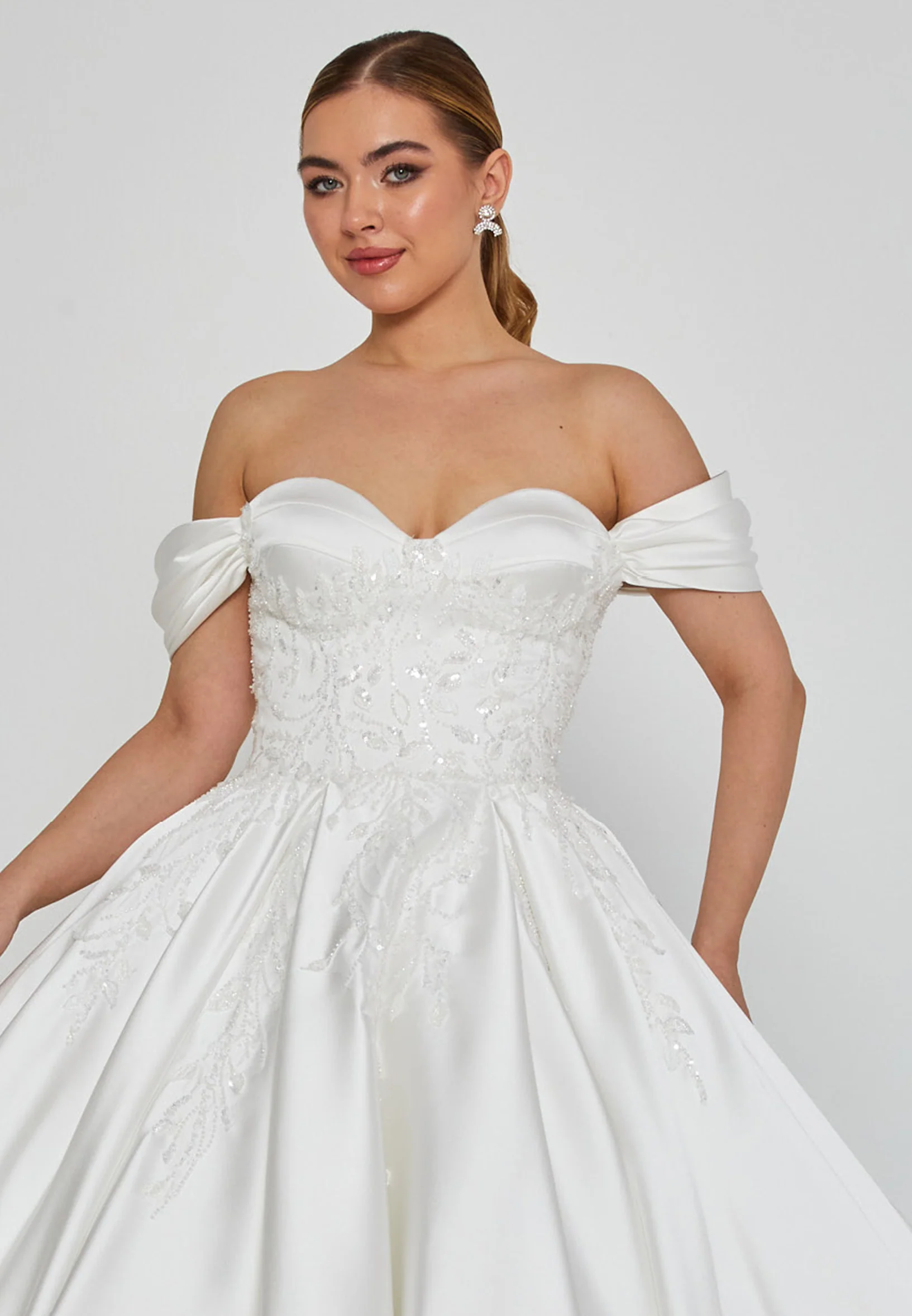 Off Shoulder Maxi Satin Regular Wedding Dress rlb1519 - Image 6