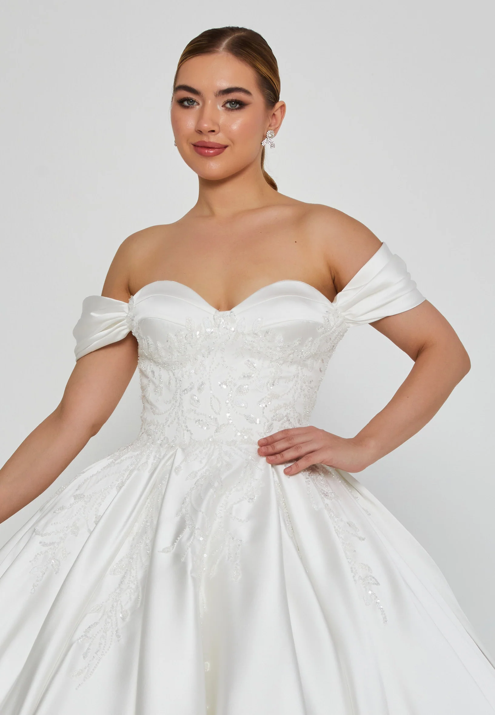 Off Shoulder Maxi Satin Regular Wedding Dress rlb1519 - Image 7