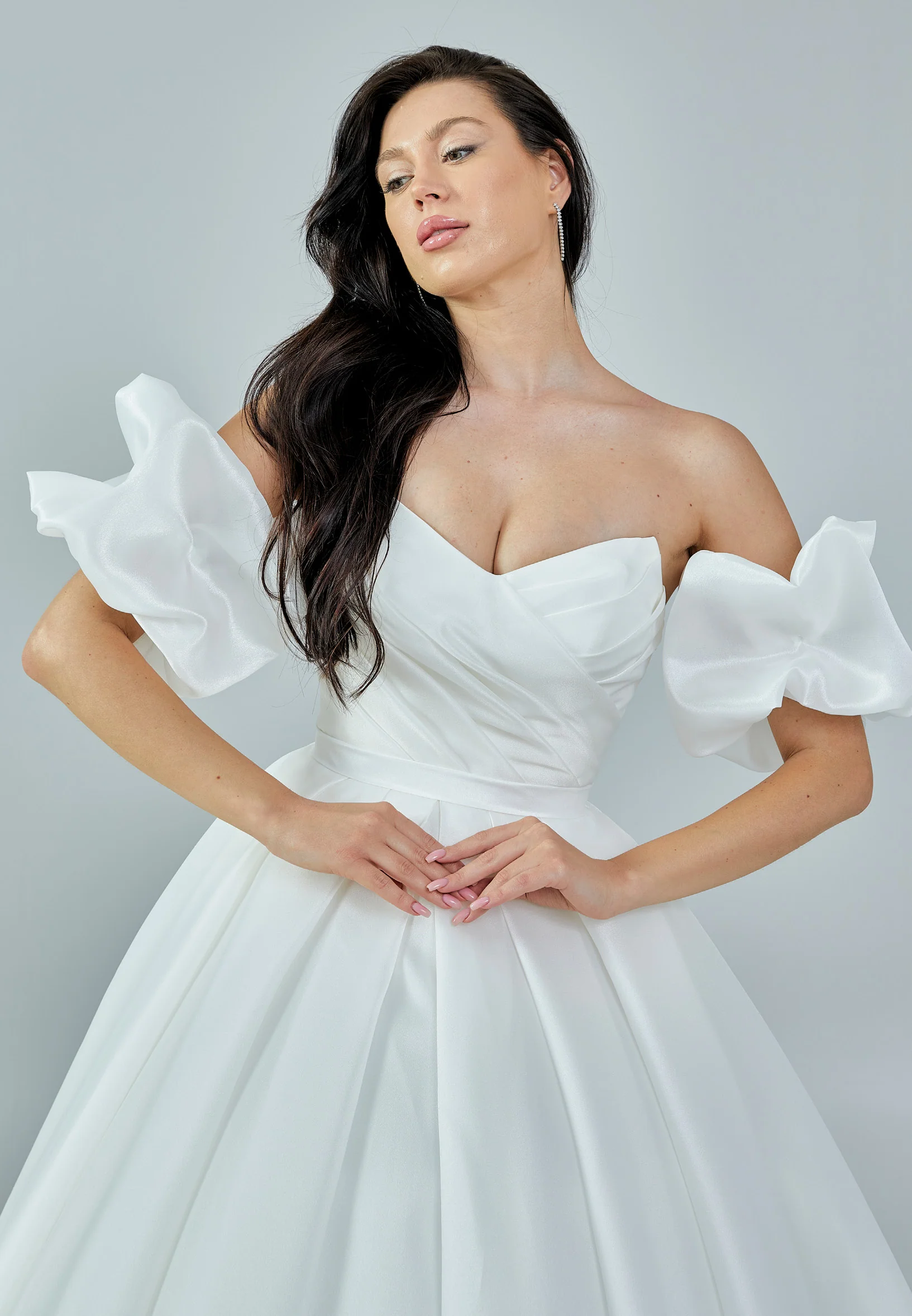 Off Shoulder Maxi Satin Regular Wedding Dress rlb1643 - Image 2