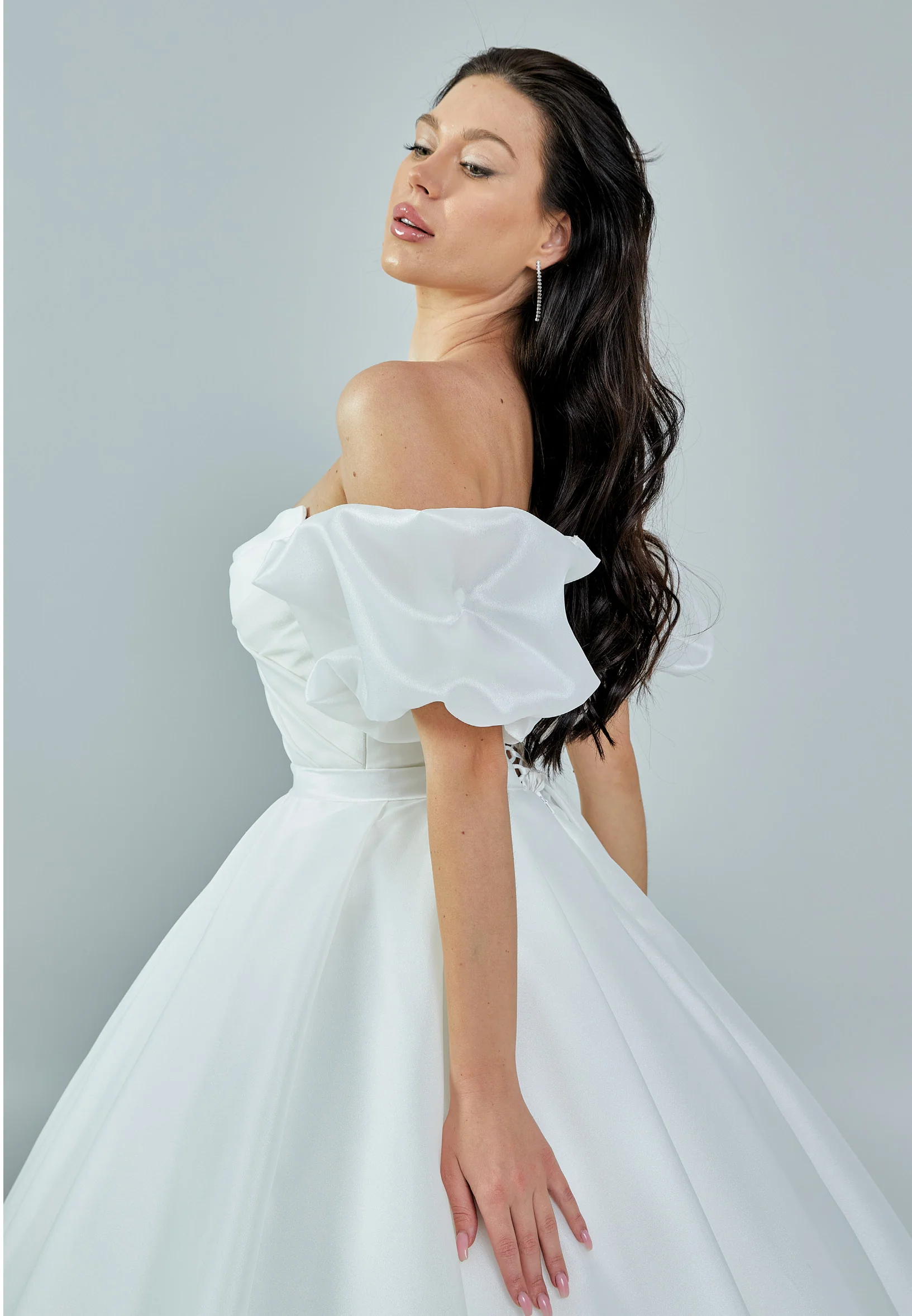Off Shoulder Maxi Satin Regular Wedding Dress rlb1643 - Image 3